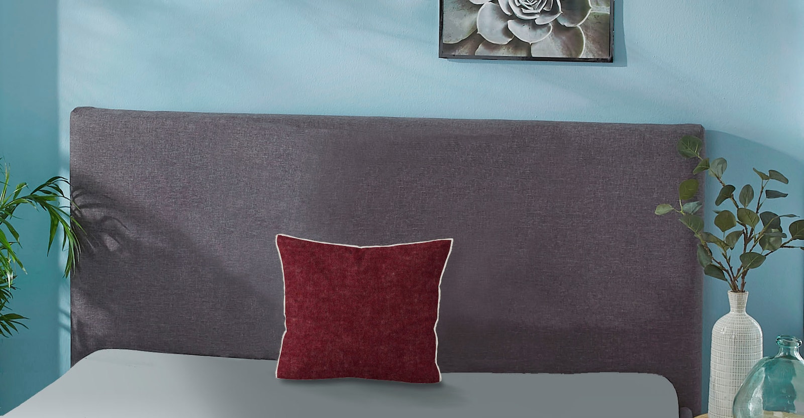 Biberna Bettwäsche - dunkelrot-grau