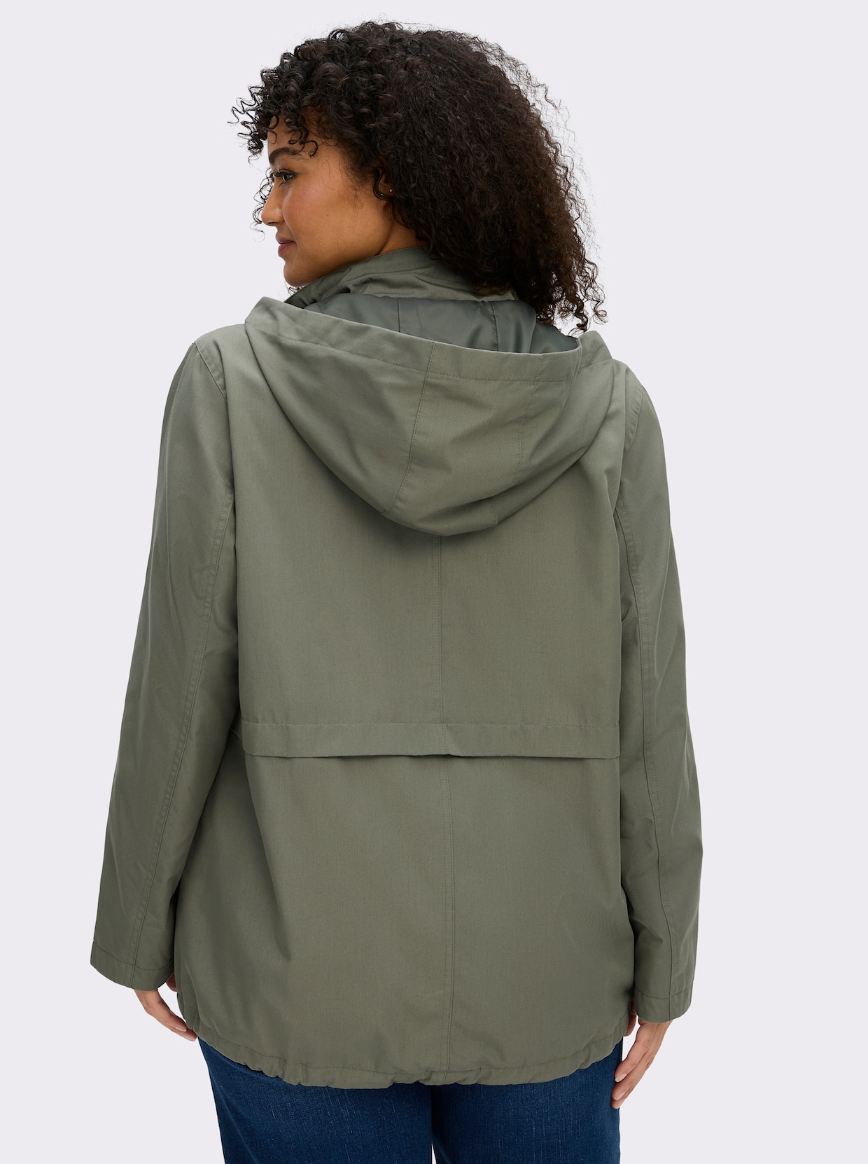 Kapuzenjacke mit Stehkragen - khaki