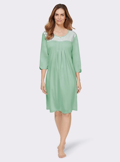 Ascafa Nachthemd mit Satin-Einsatz - mint