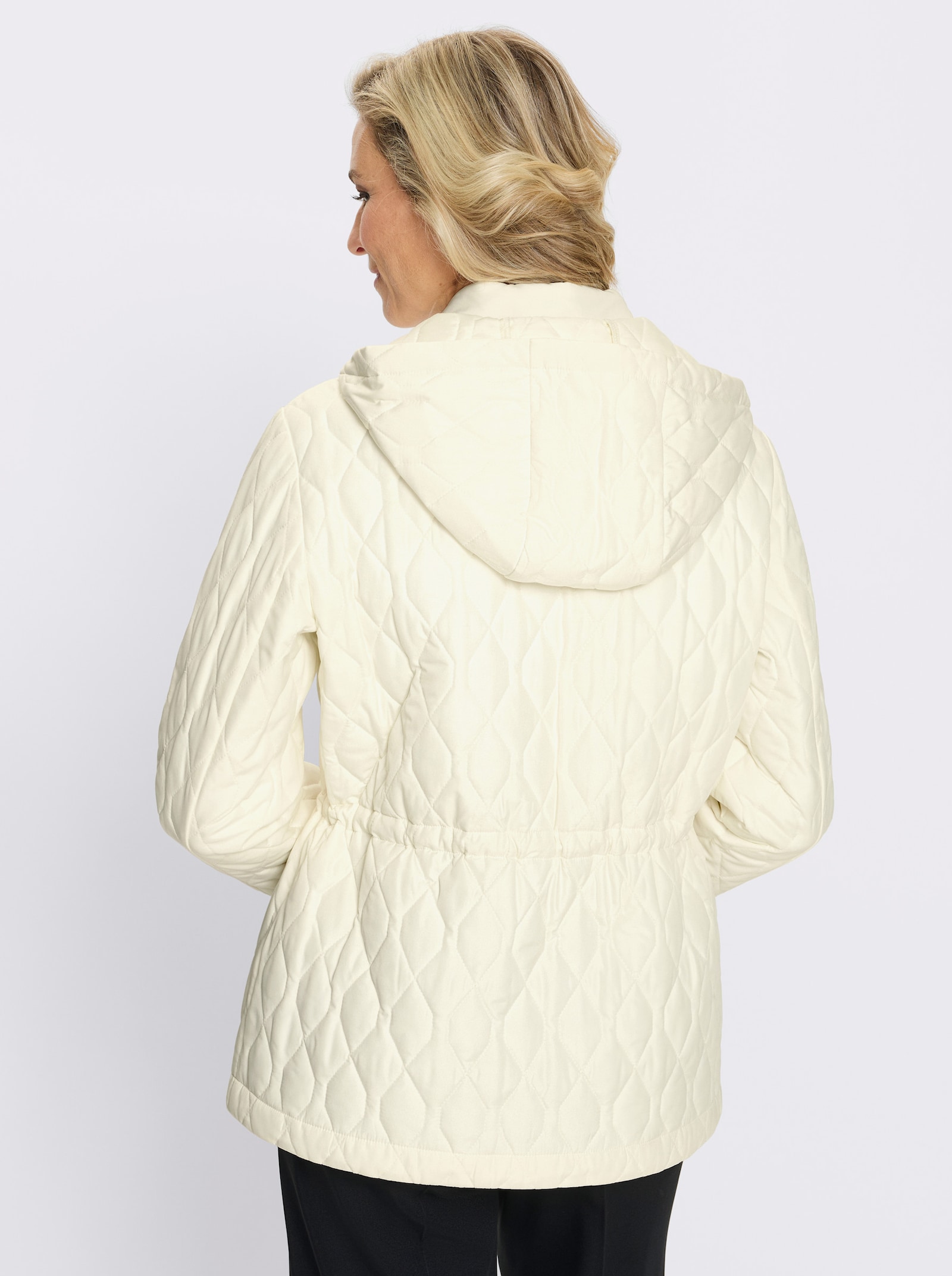 Steppjacke mit verstellbarem Tunnelzug in der Taille - ecru