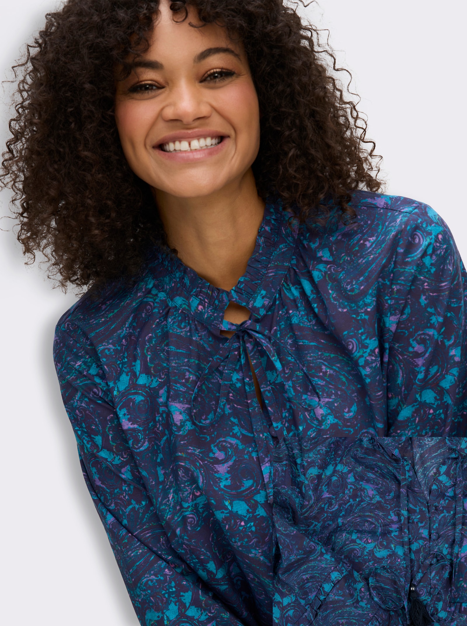sheego by Joe Browns Langarmbluse mit Paisleymuster - aubergine-lavendel-gemustert