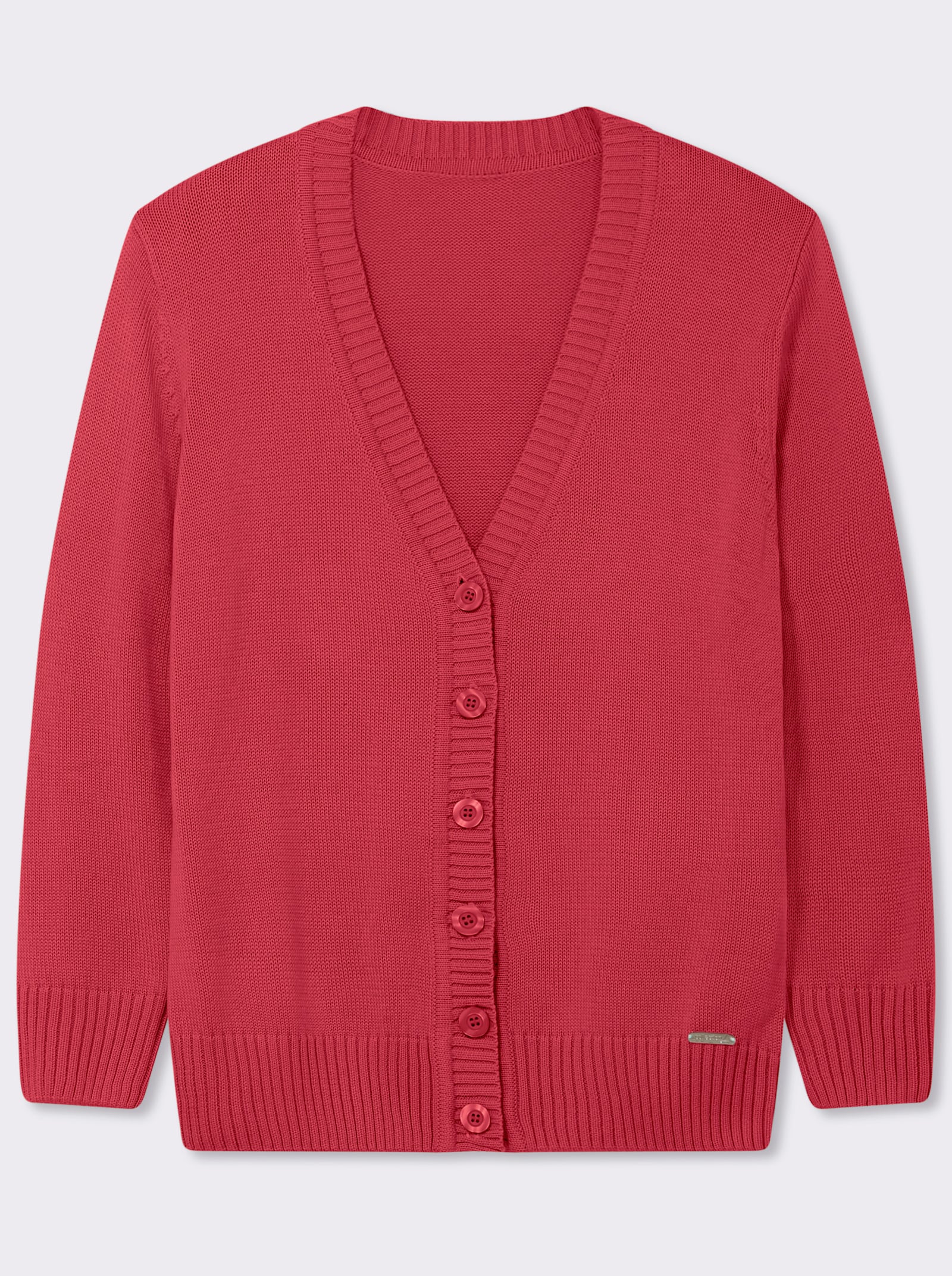Strickjacke mit farblich abgestimmten Knöpfen - korallenrot