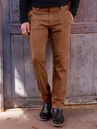 Marco Donati Hose in Twill-Qualität, enzymgewaschen - cognac