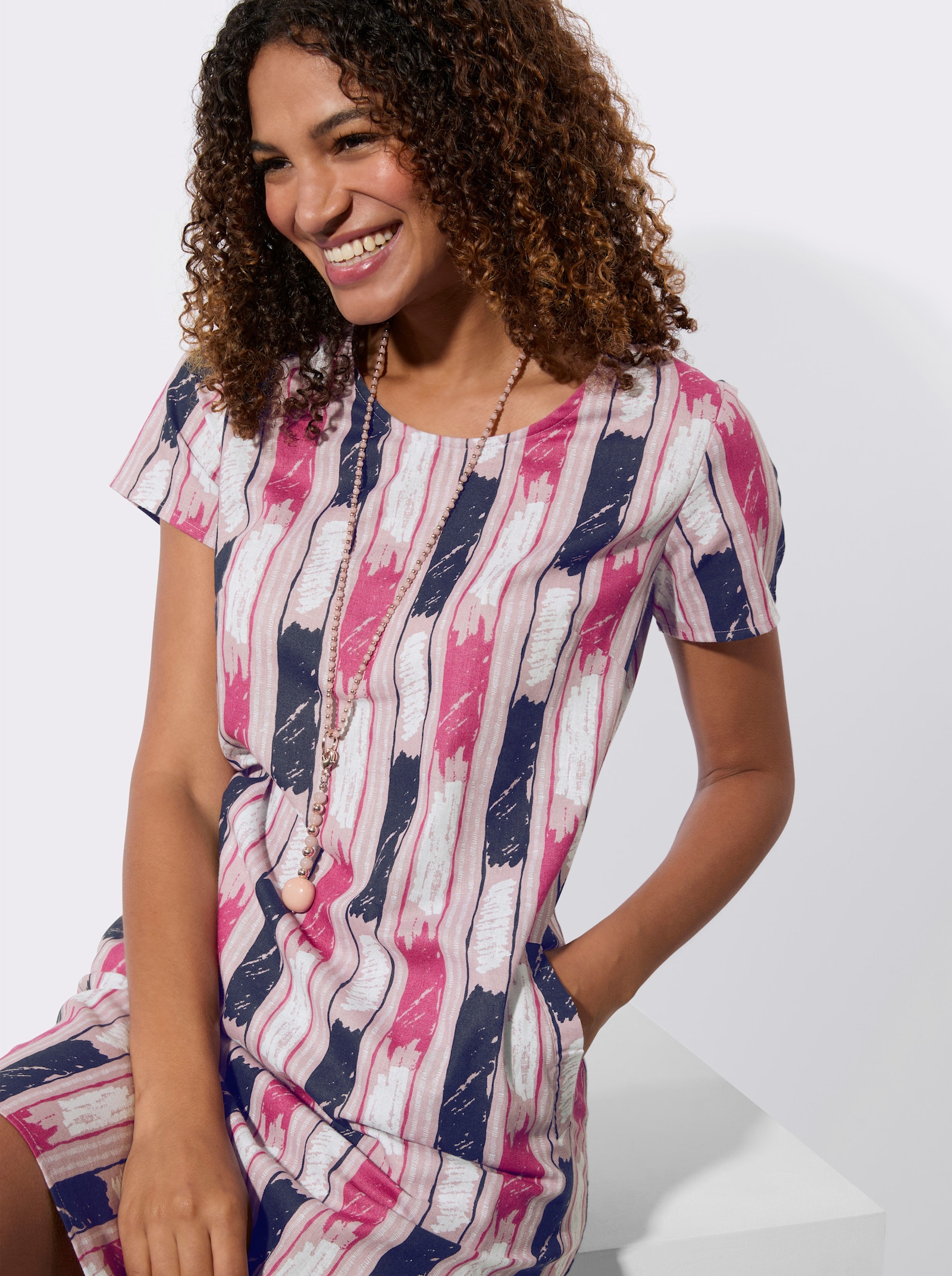 Druckkleid mit seitlichen Taschen - erika-ecru