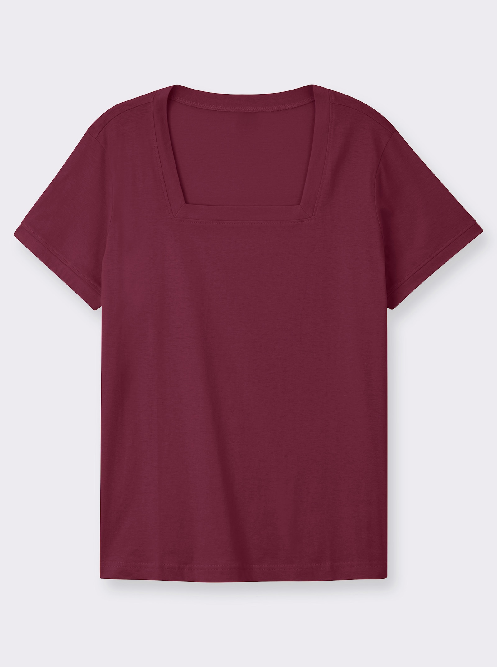 Kurzarmshirt mit Karree-Ausschnitt - bordeaux