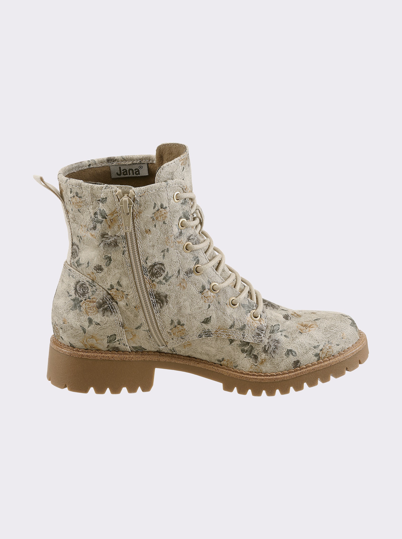 Jana Stiefelette im Blüten-Dessin - beige-geblümt