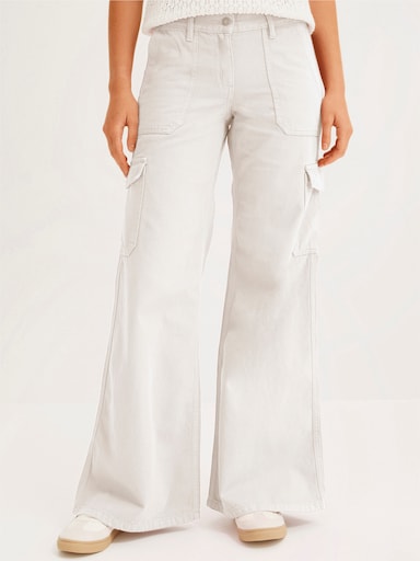 Cargojeans mit weitem Bein - champagner