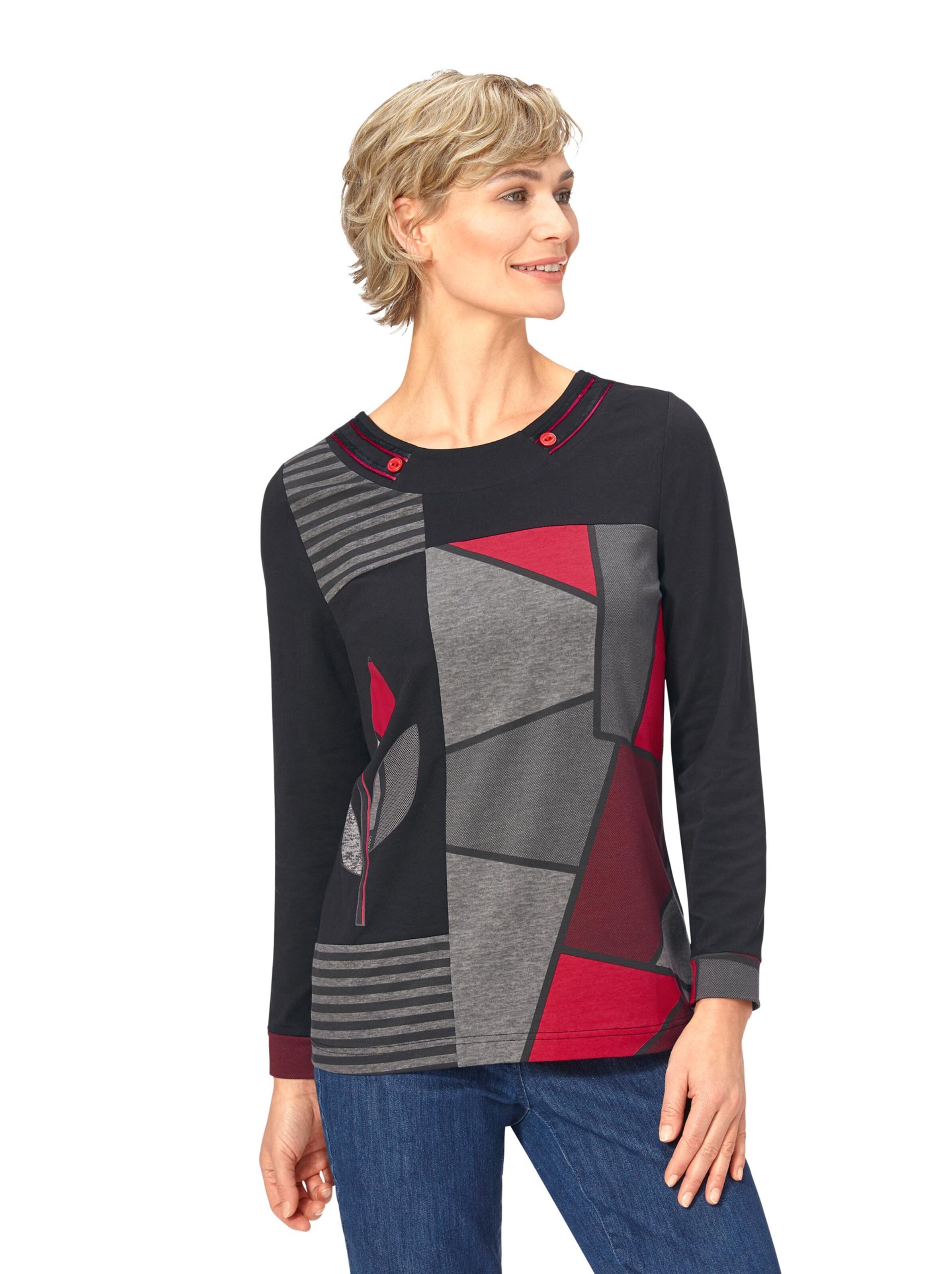 Shirt - schwarz-rot-gemustert