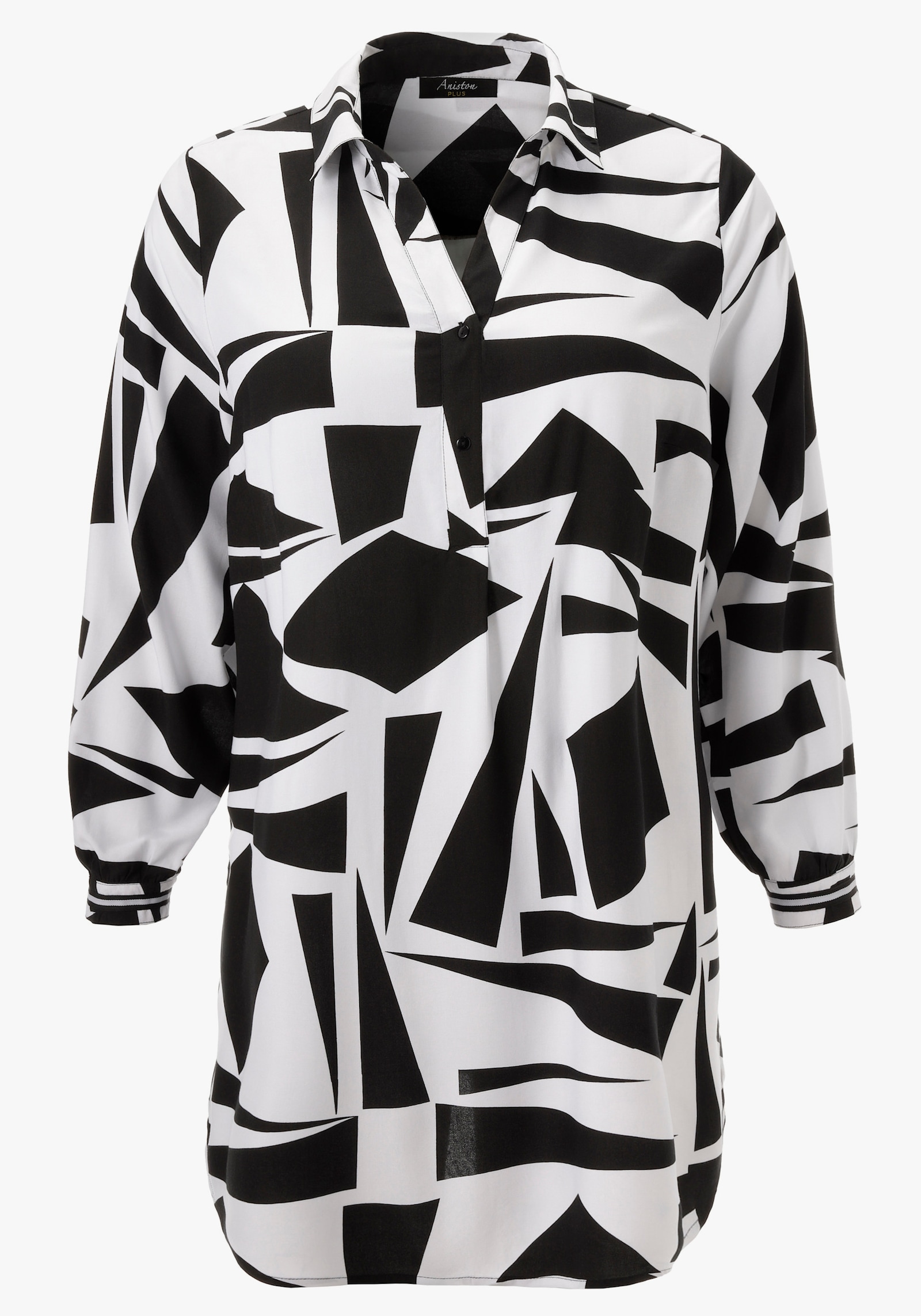 Aniston PLUS Longbluse - weiß-schwarz