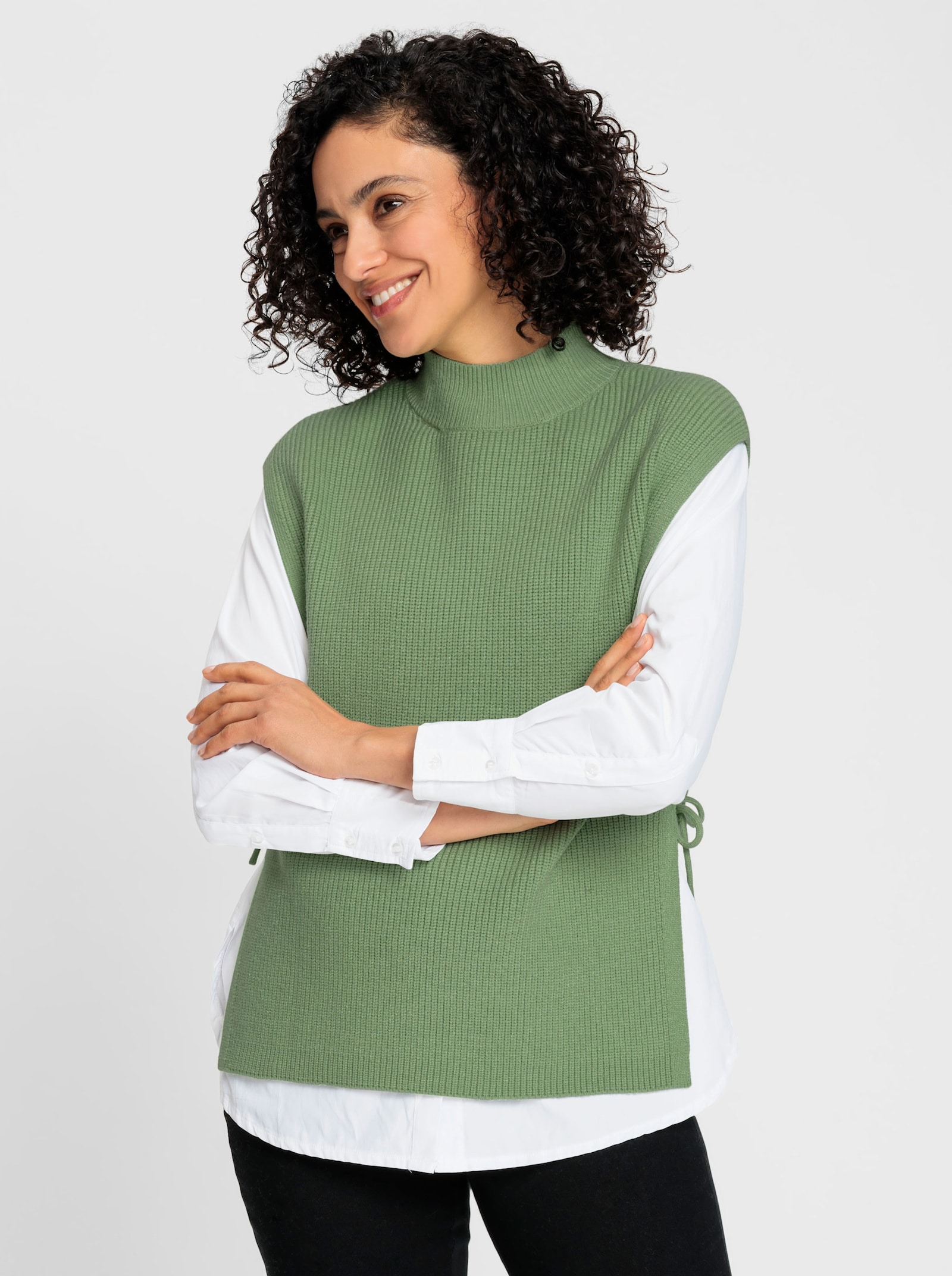 Pullunder mit offenen Seitennähten - eucalyptus