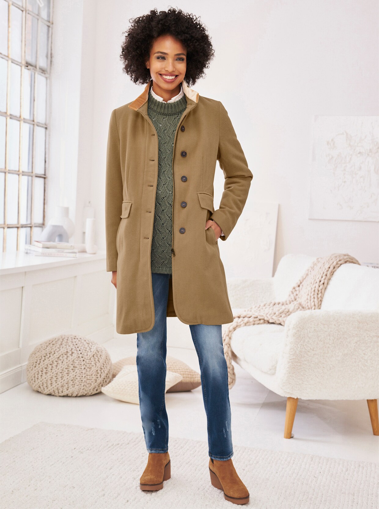 heine Korte mantel - camel