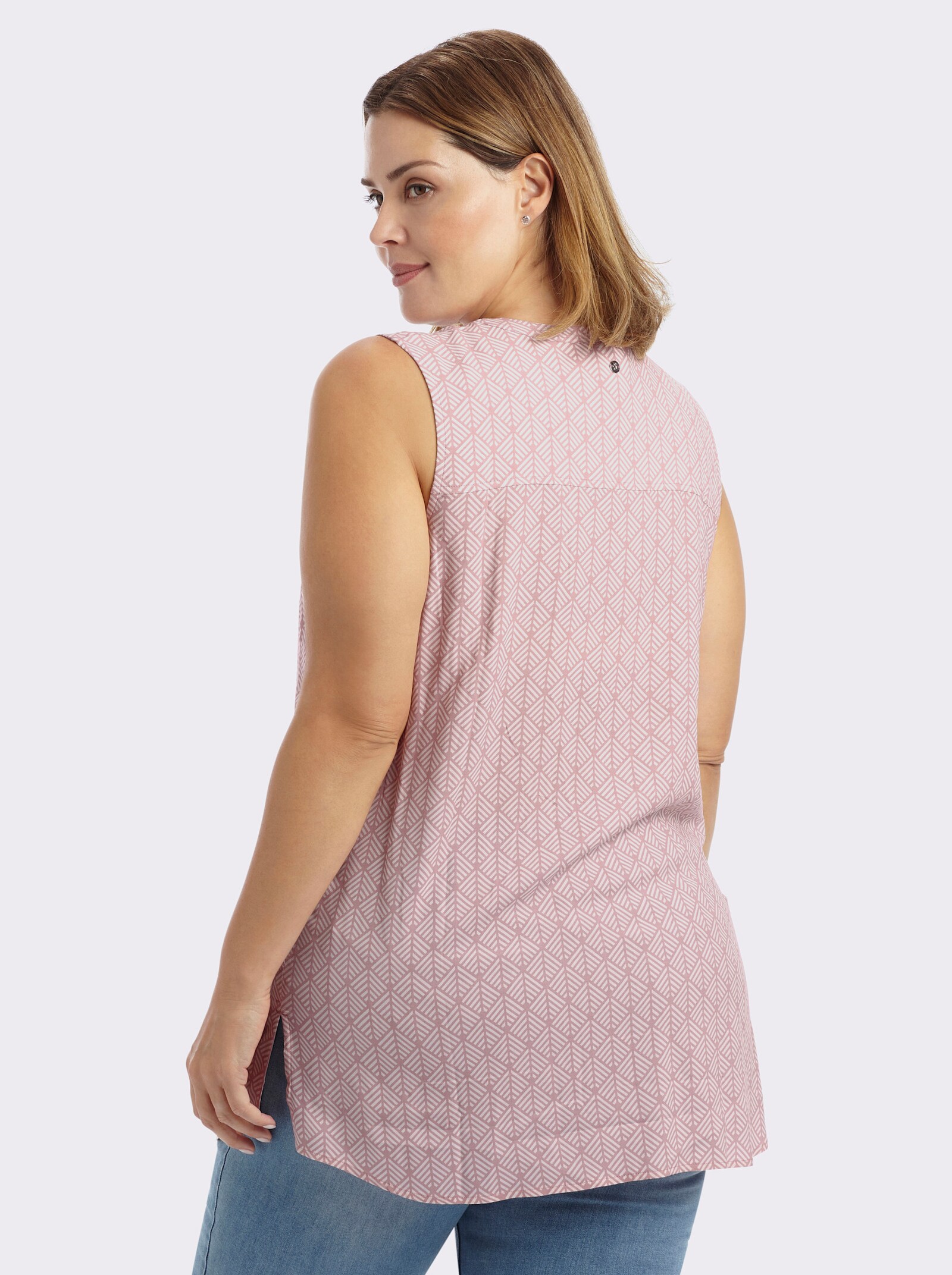 sheego Blusentop mit Knopfleiste - hortensie-weiß-bedruckt