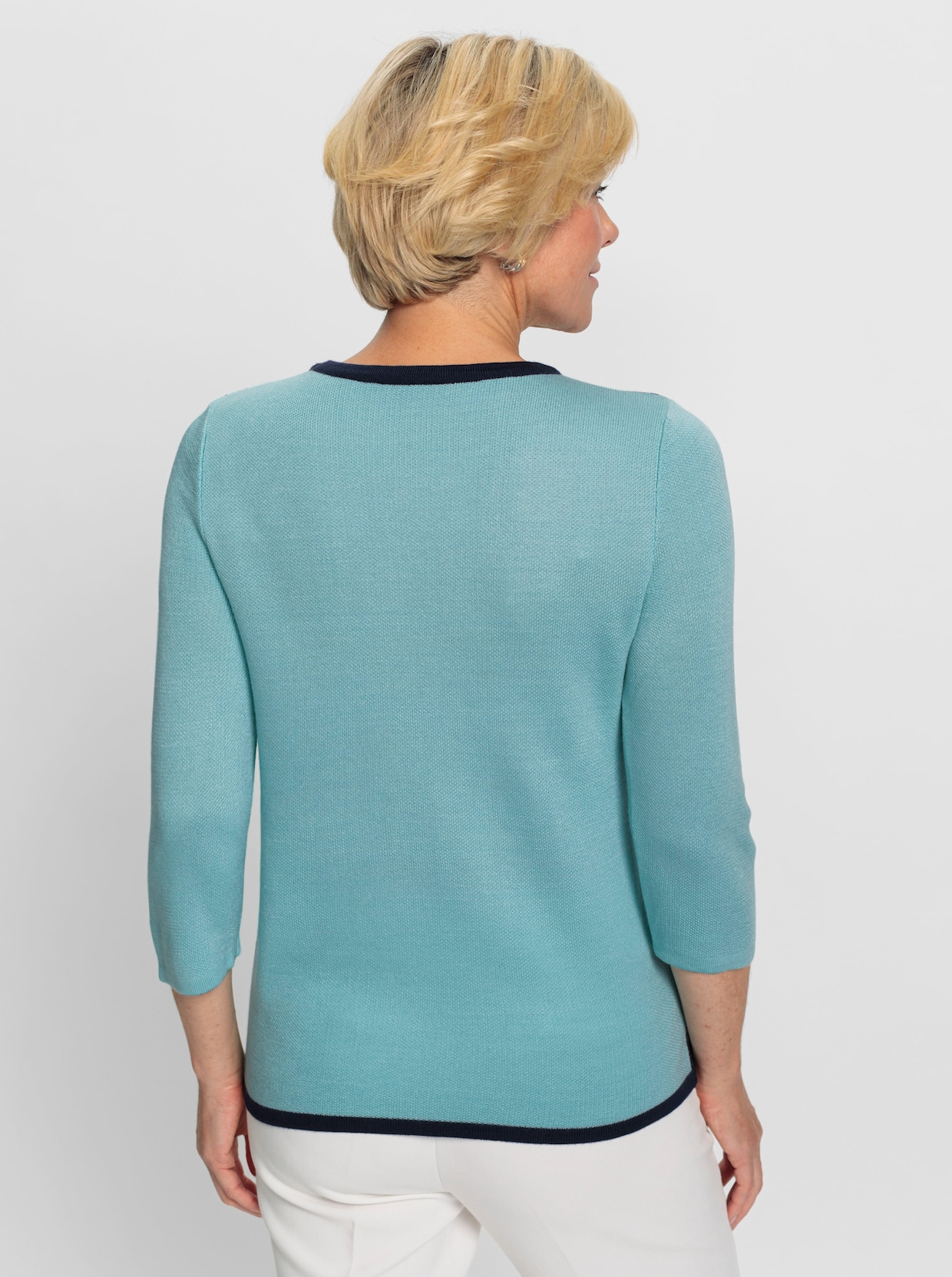 Jacquard-Pullover - aquamarin-marine-gemustert