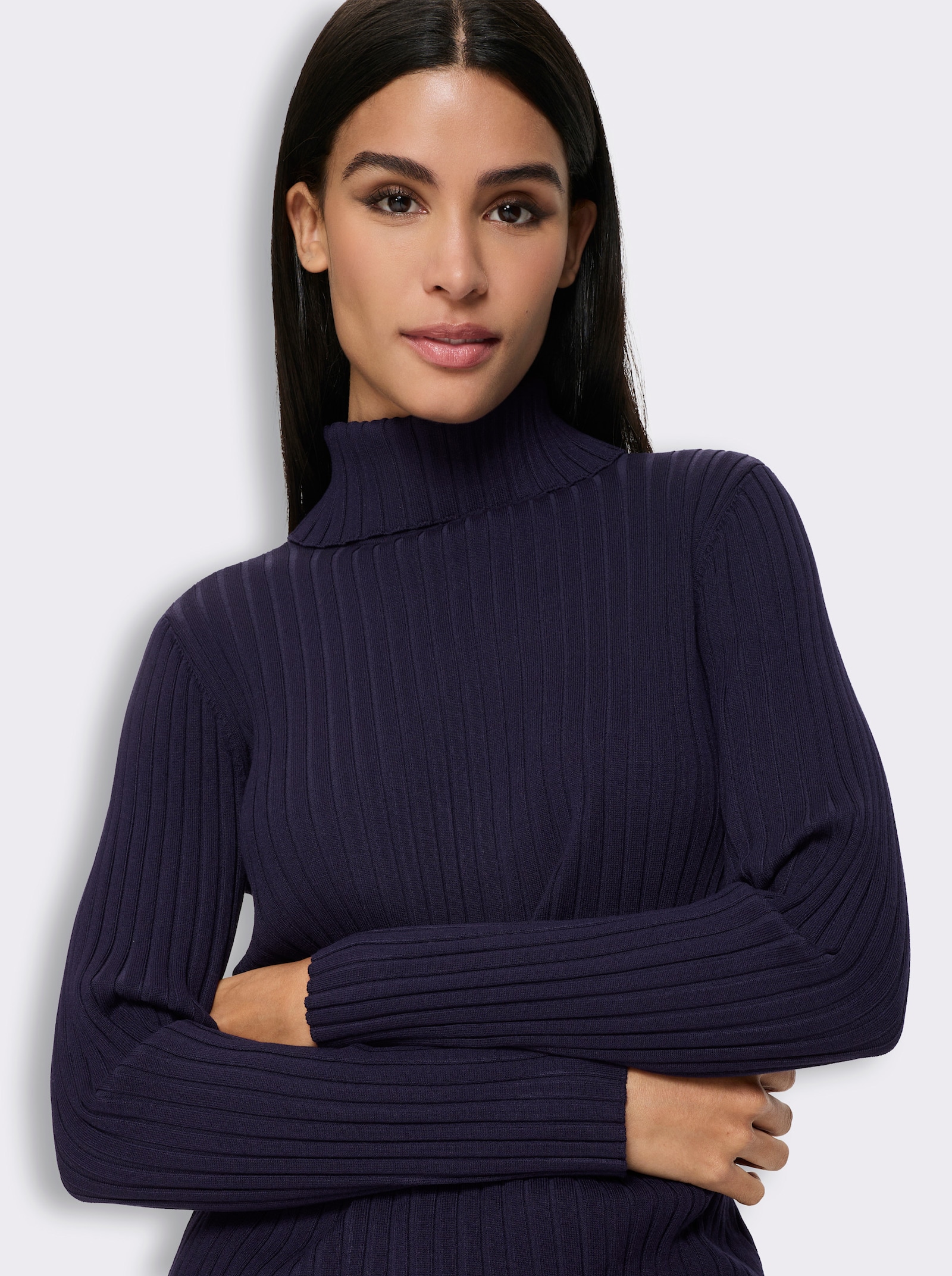 heine Feinstrickpullover mit Rollkragen - marine