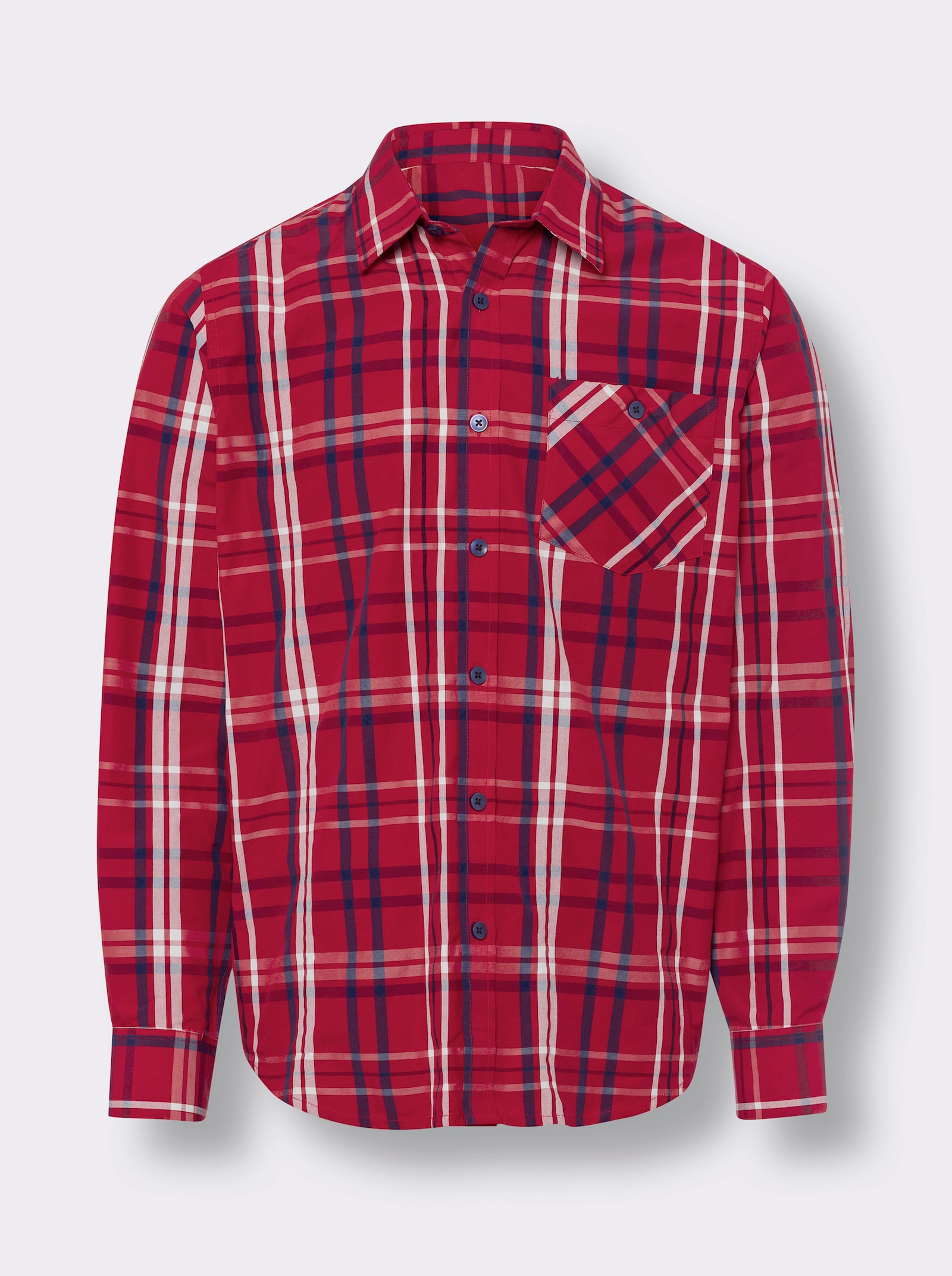 Langarmhemd mit Karomuster - rot-marine-kariert