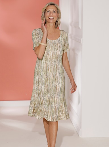 Jerseykleid in Viskose-Qualität - champagner-taupe-bedruckt