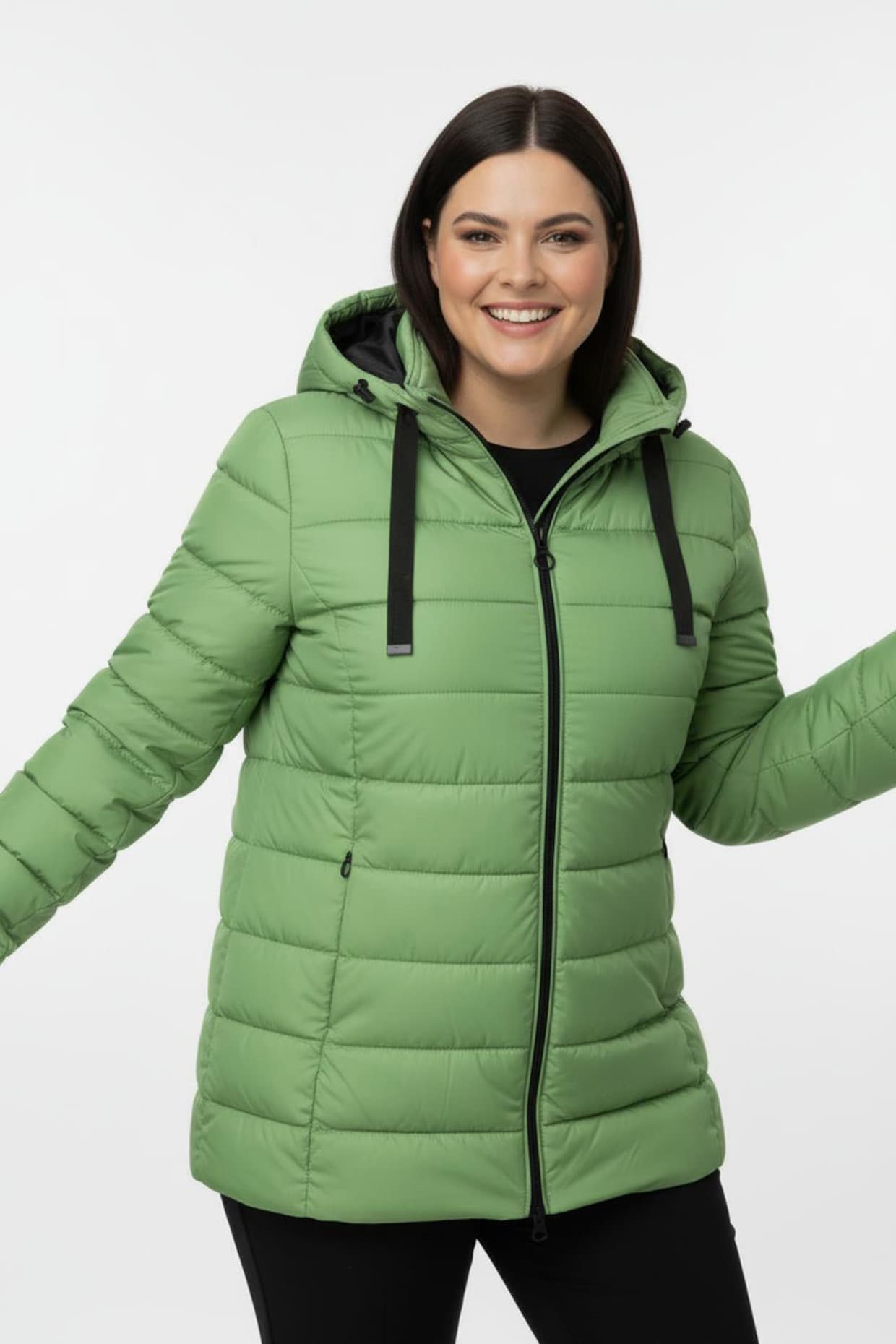 Steppjacke mit elastischer Kontrast-Paspelierung - apfel