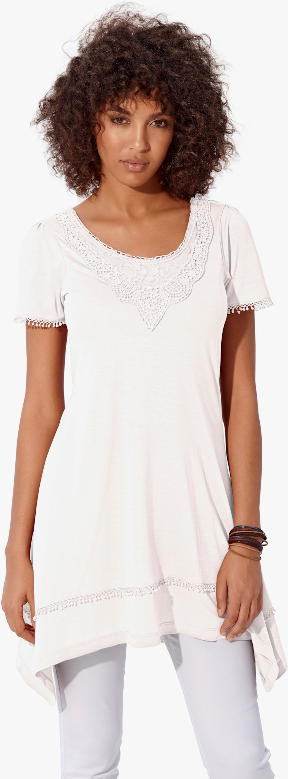 heine Longshirt mit Zipfelsaum - ecru