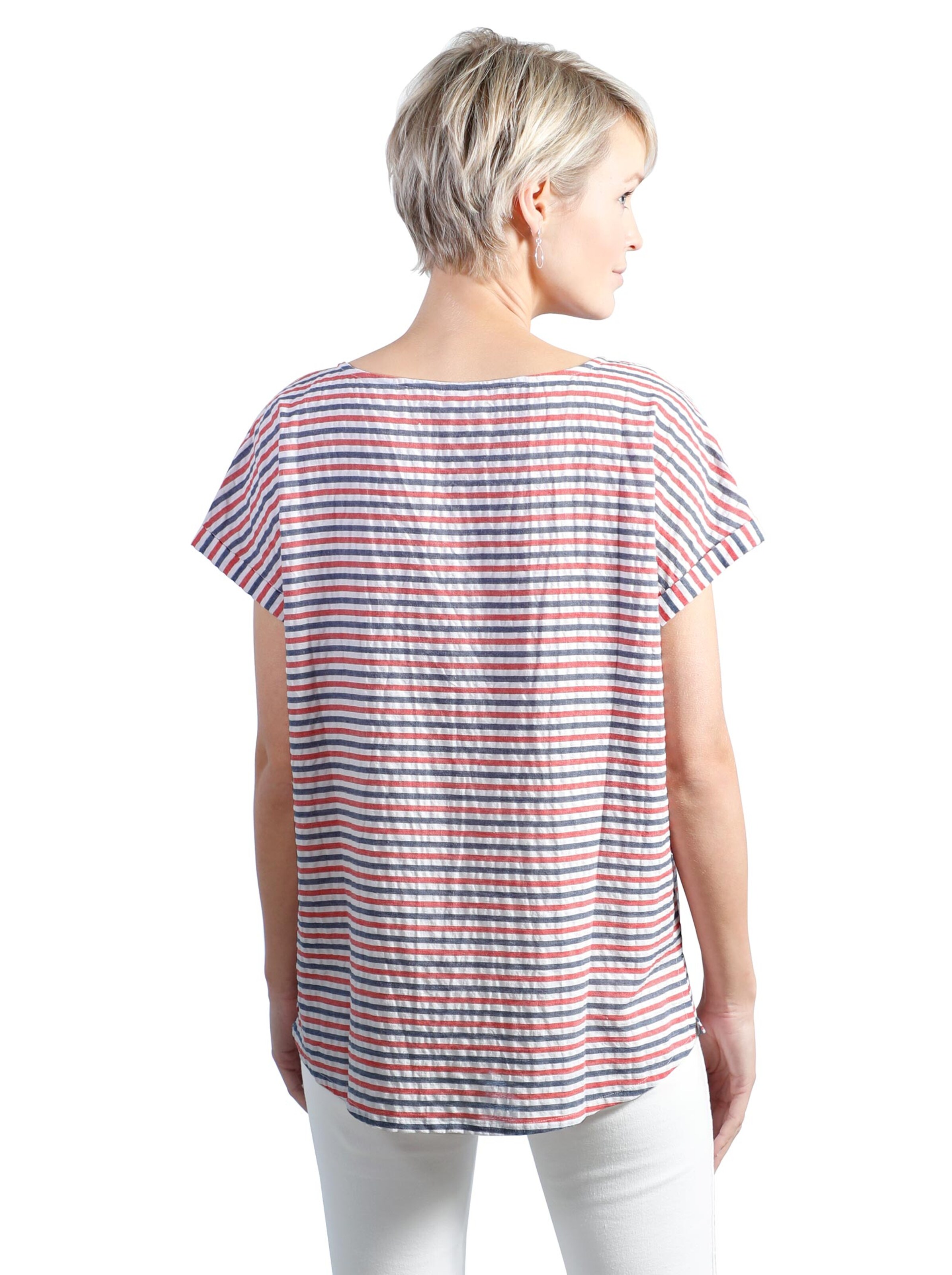 Bluse - koralle-marine-geringelt