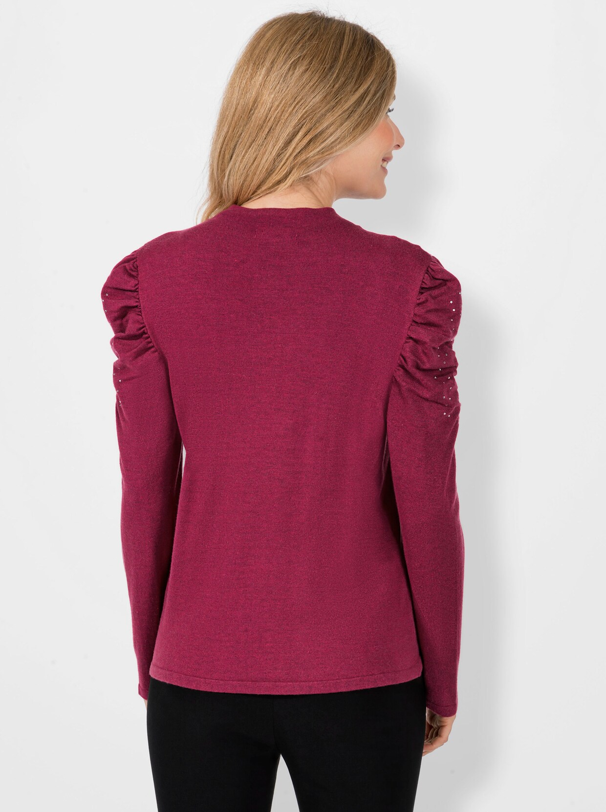 Stehkragenpullover - himbeere-meliert