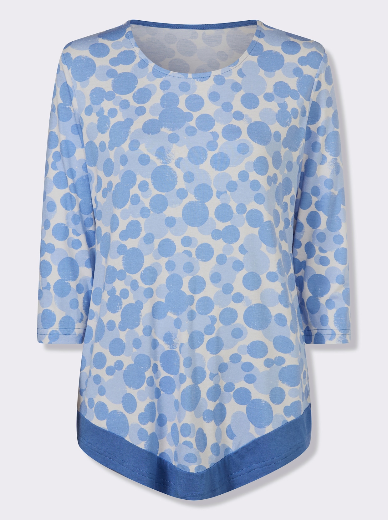 3/4-Arm-Shirt - ecru-himmelblau-bedruckt