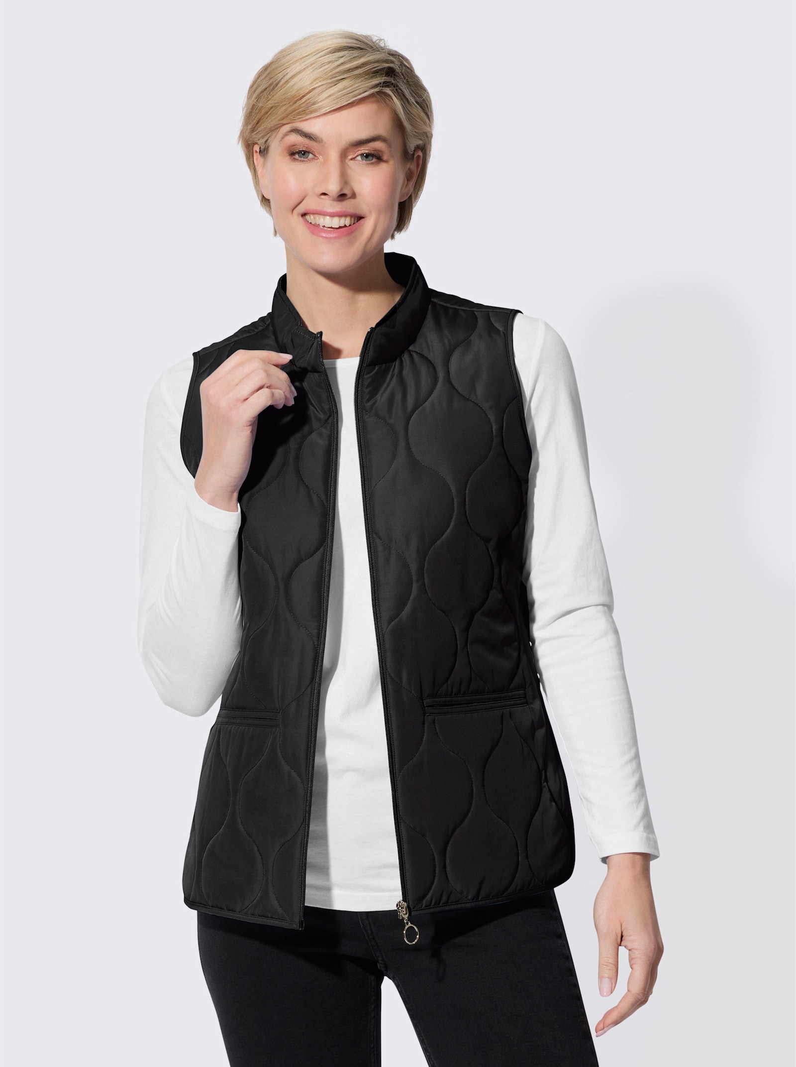 Steppweste wellenförmige Steppung - schwarz