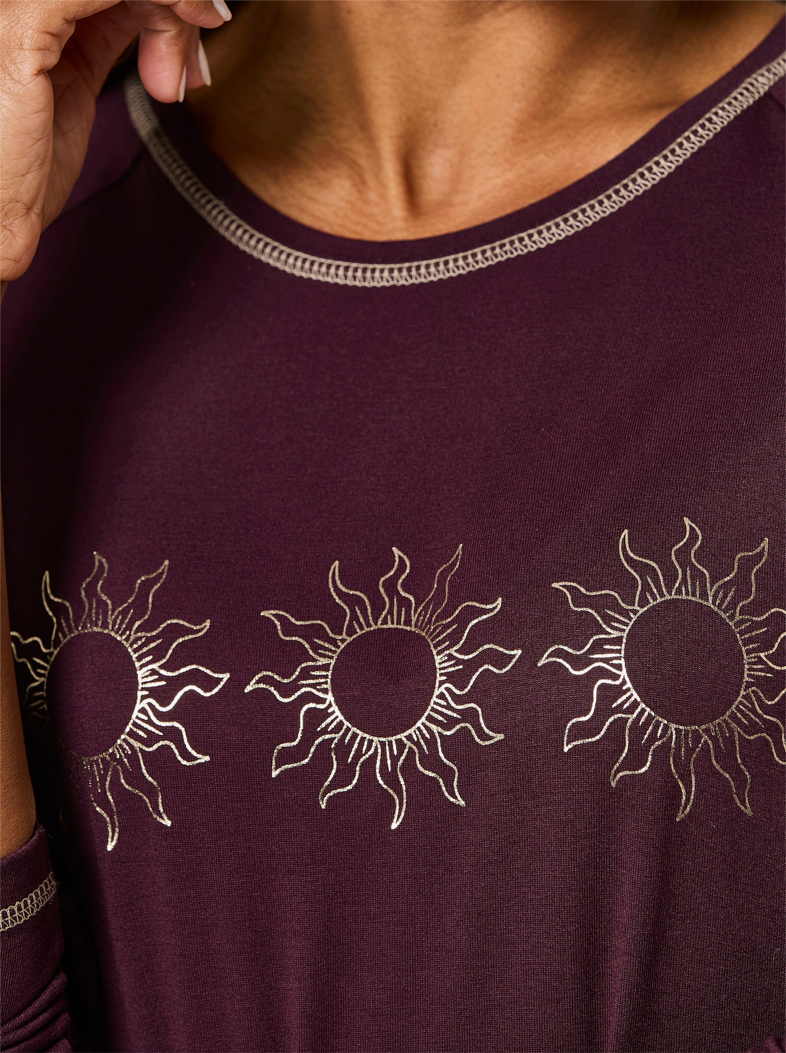 wäschepur Sleepshirt mit Sonnen-Motiven - burgund