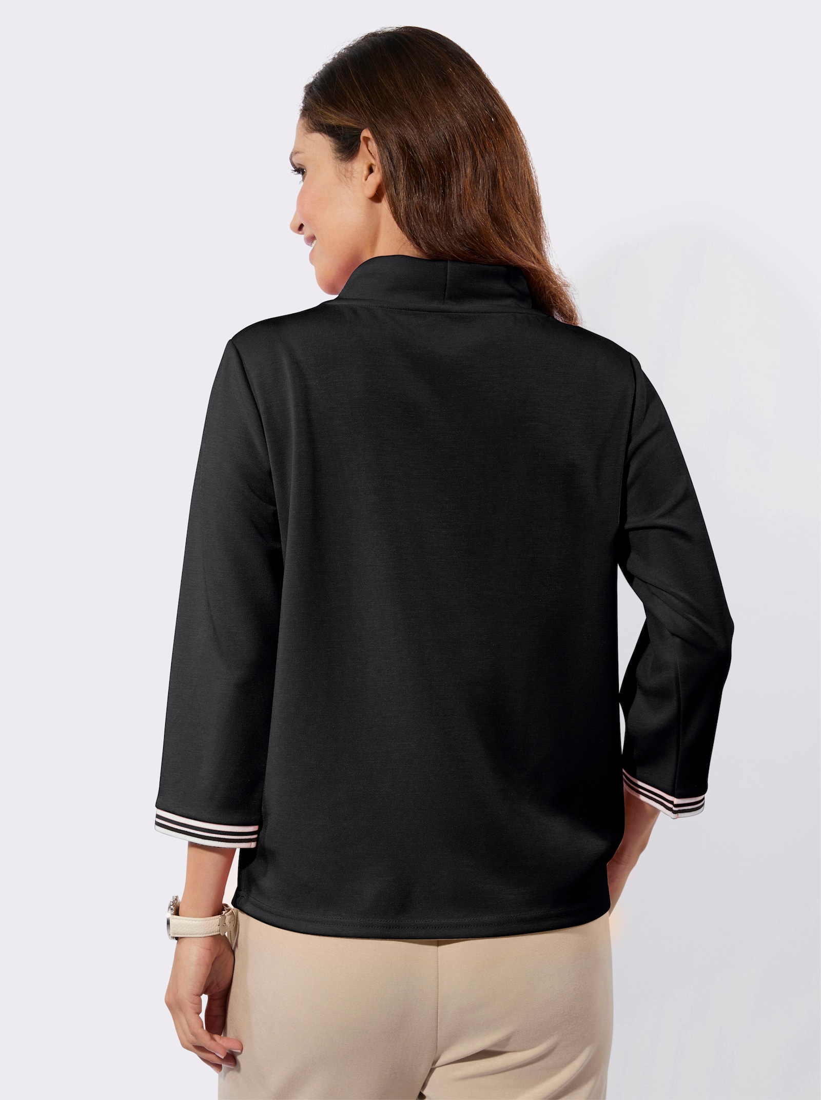 Stehkragenshirt in Super-Soft-Qualität - schwarz