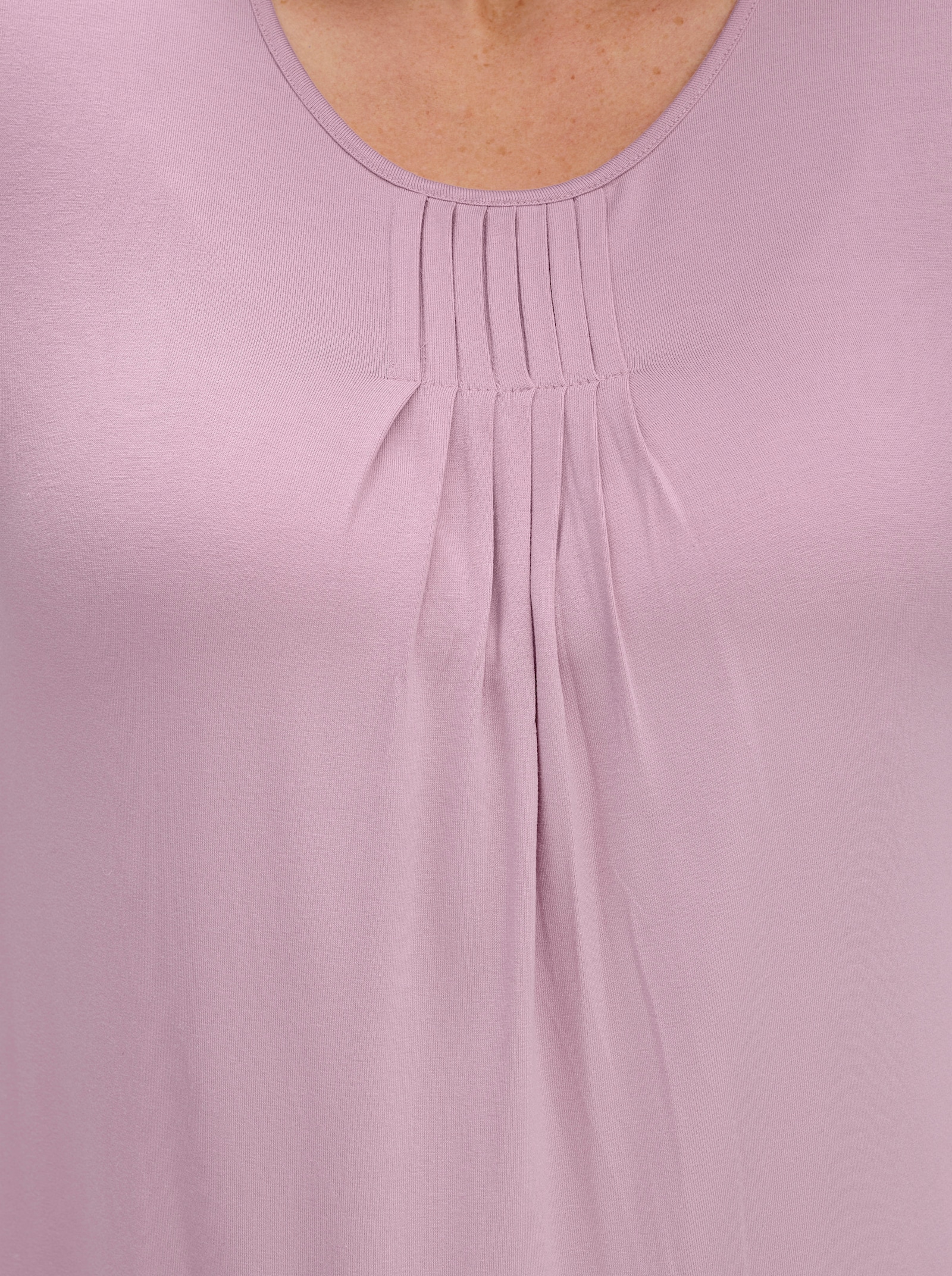  Rundhalsshirt in A-Form mit Falten - rosé