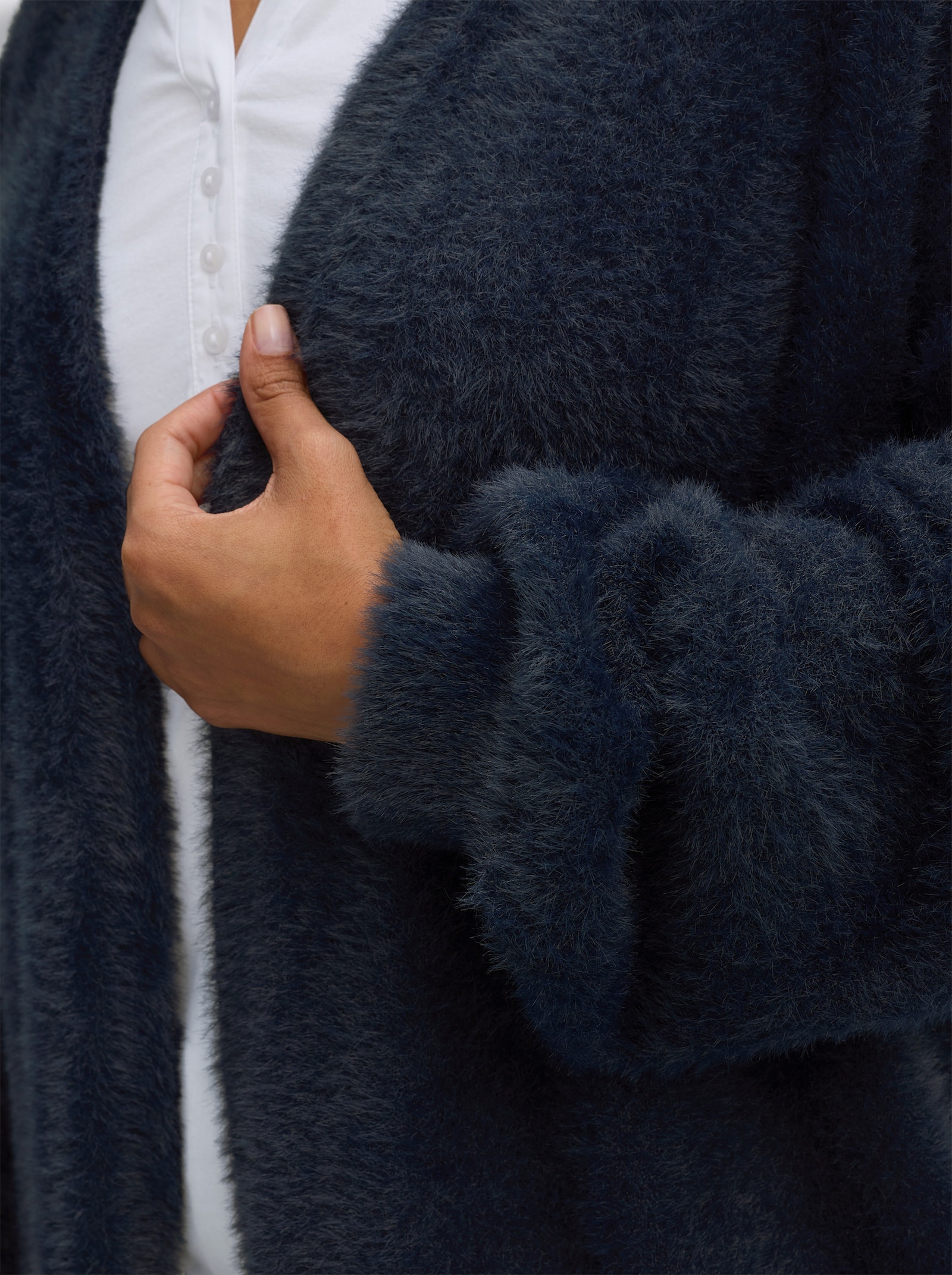 sheego Cardigan aus Flauschgarn - tiefblau