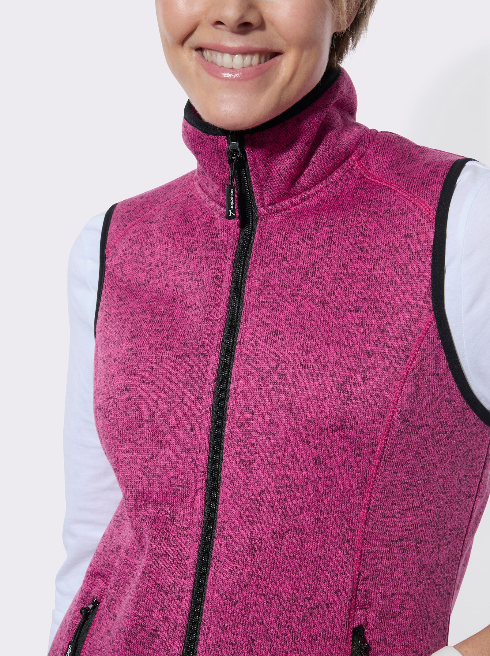 Fleeceweste mit Antipilling-Ausrüstung - fuchsia-meliert