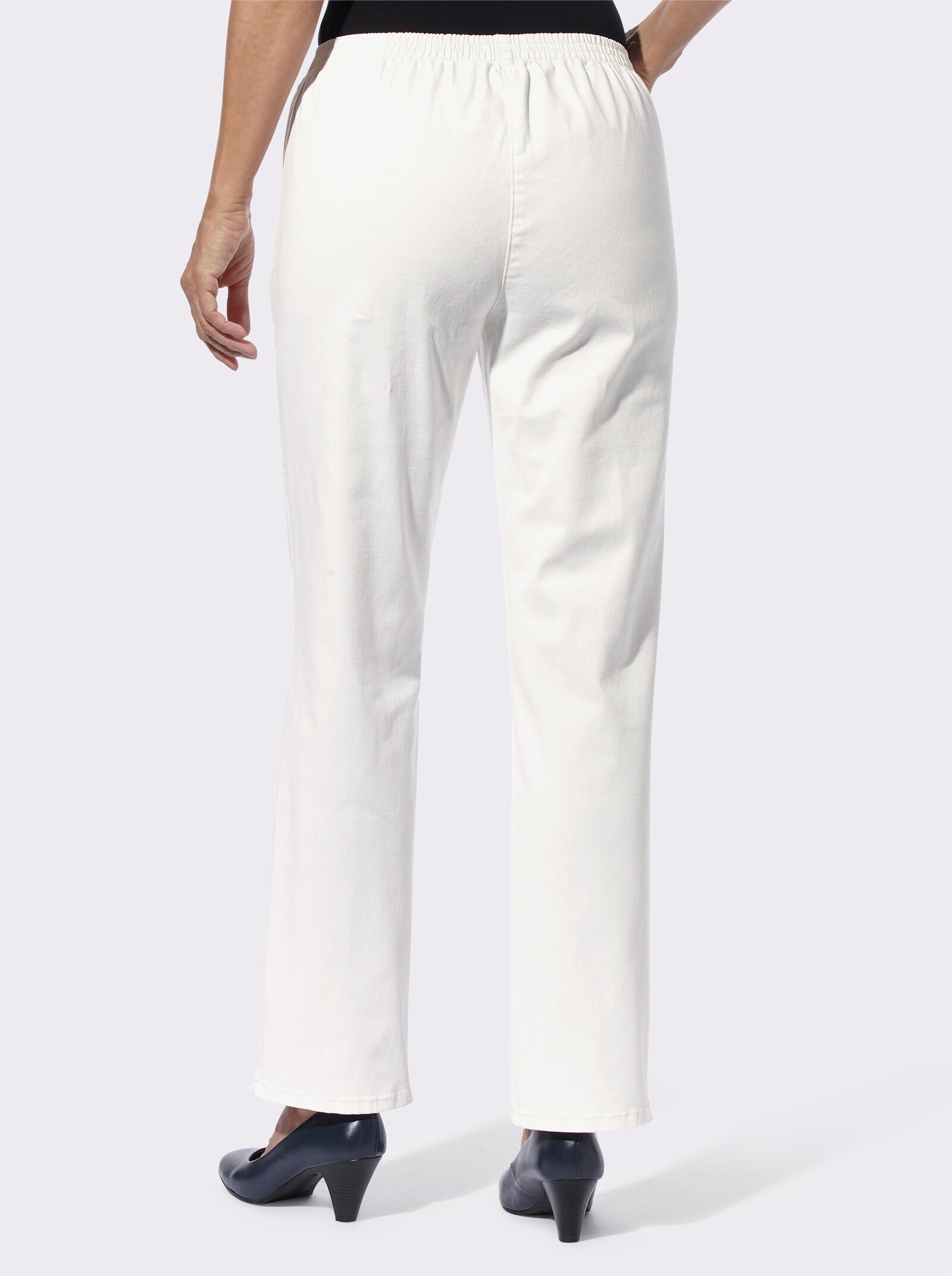 Jeans mit Glitzerstein-Details - ecru