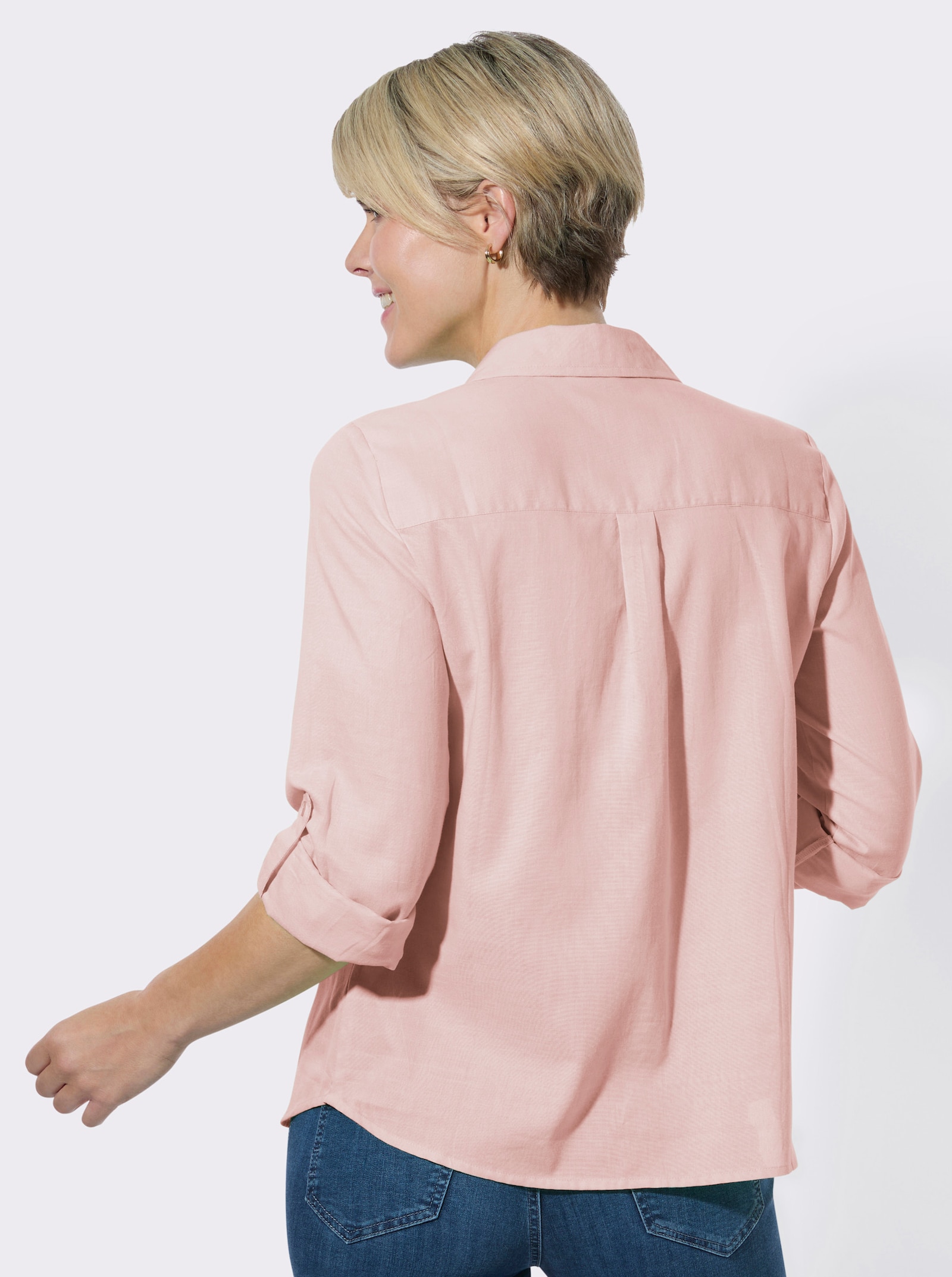 Hemdbluse in Melange-Optik - hellrosé-meliert