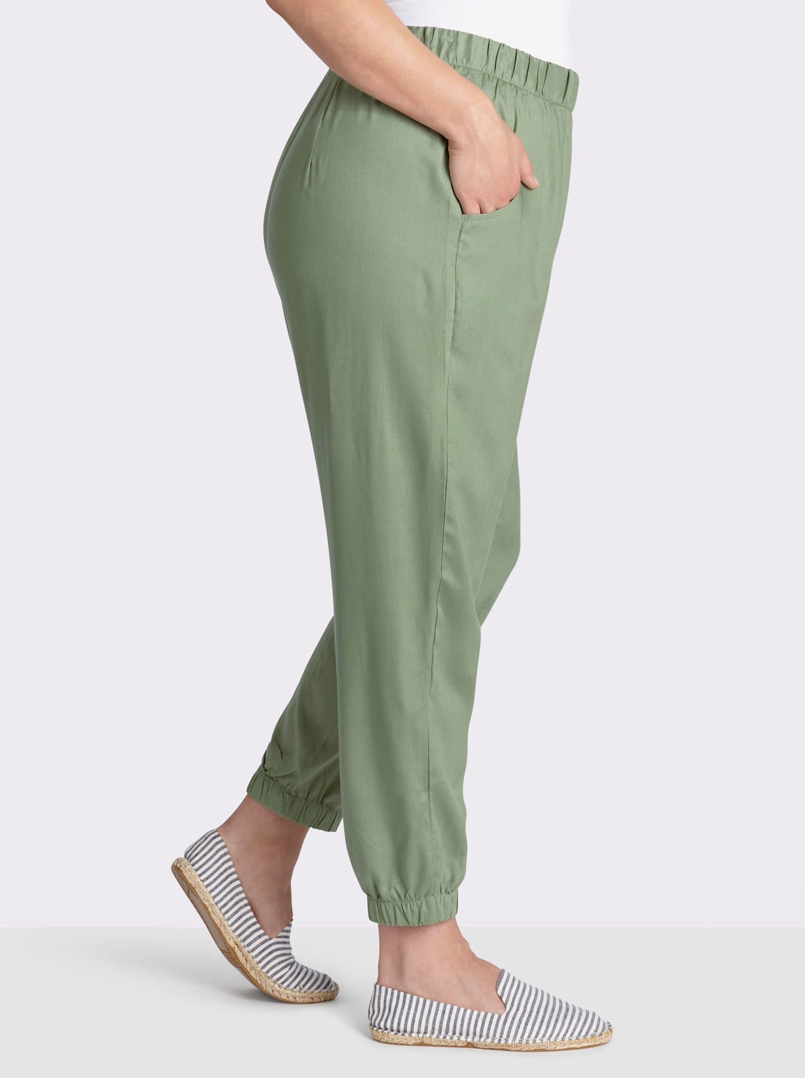 Haremshose mit Bündchen am Saum - eucalyptus