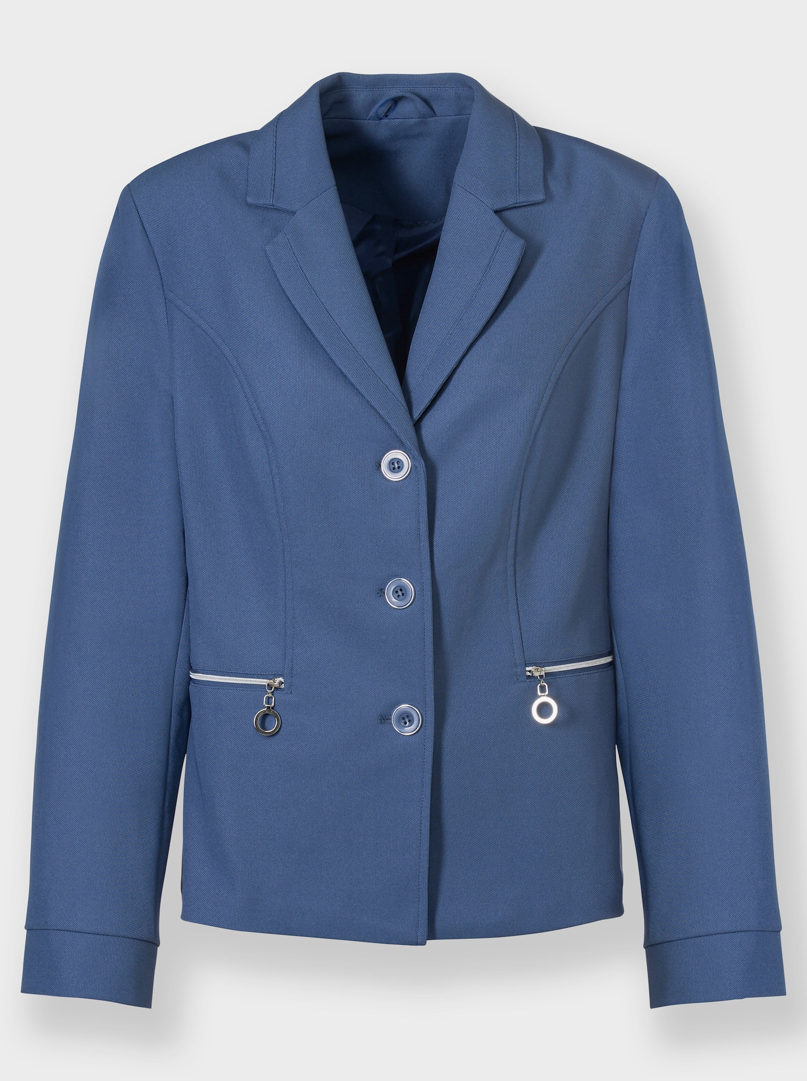 Korte blazer van jersey - jeansblauw