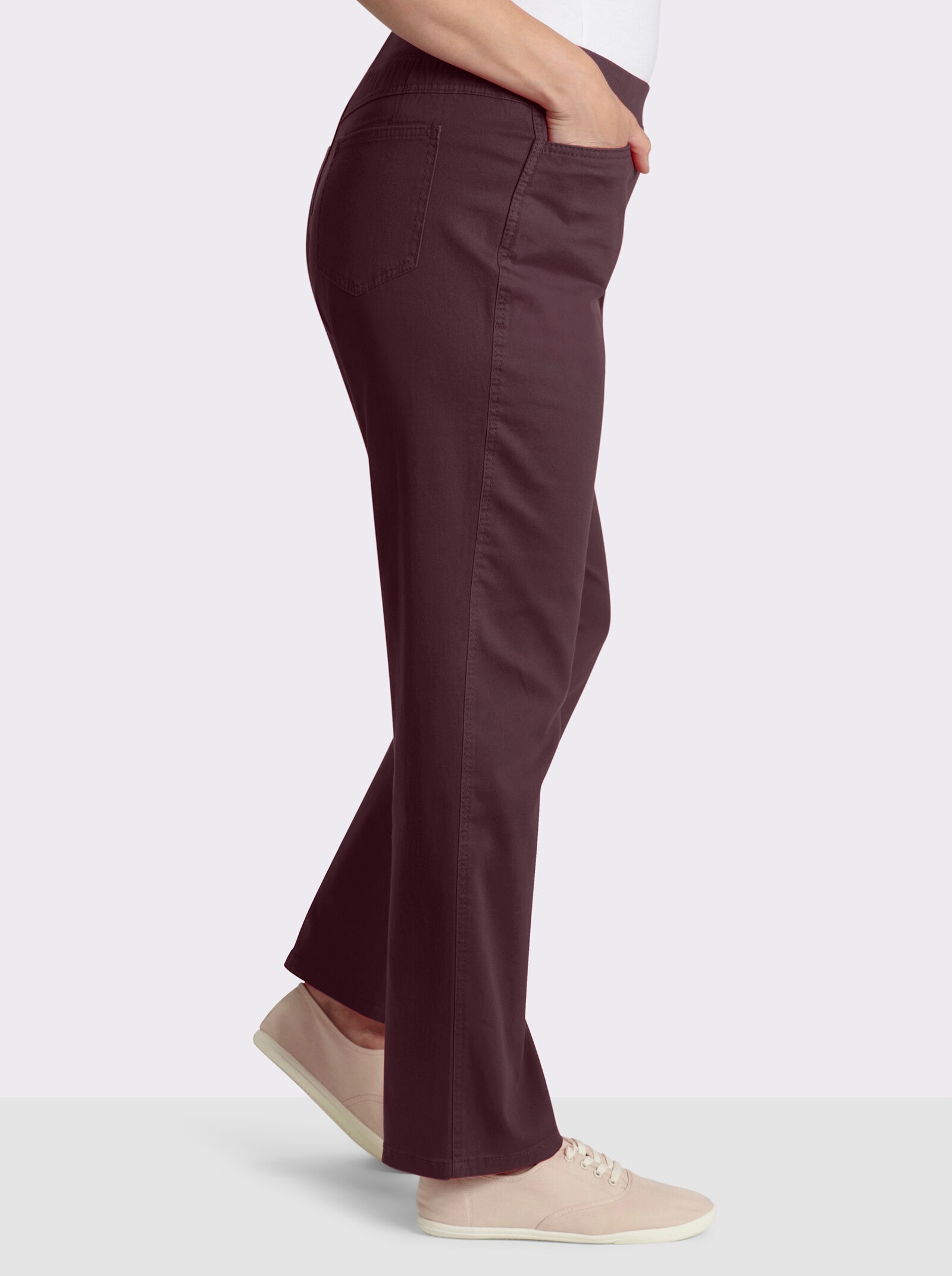 Stretch-Jeans mit Rundum-Dehnbund - bordeaux