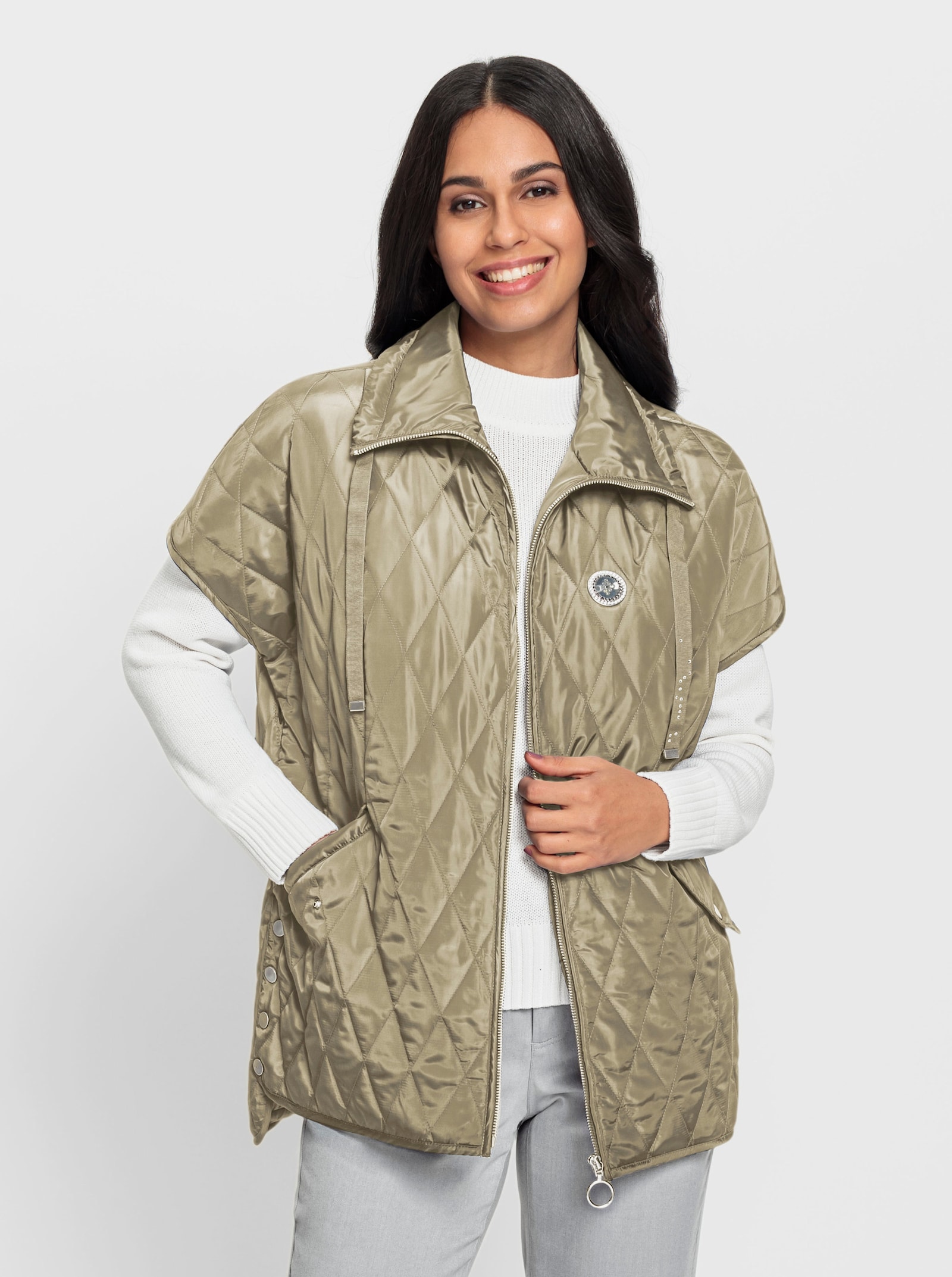 Weste mit Rautensteppung - schlamm