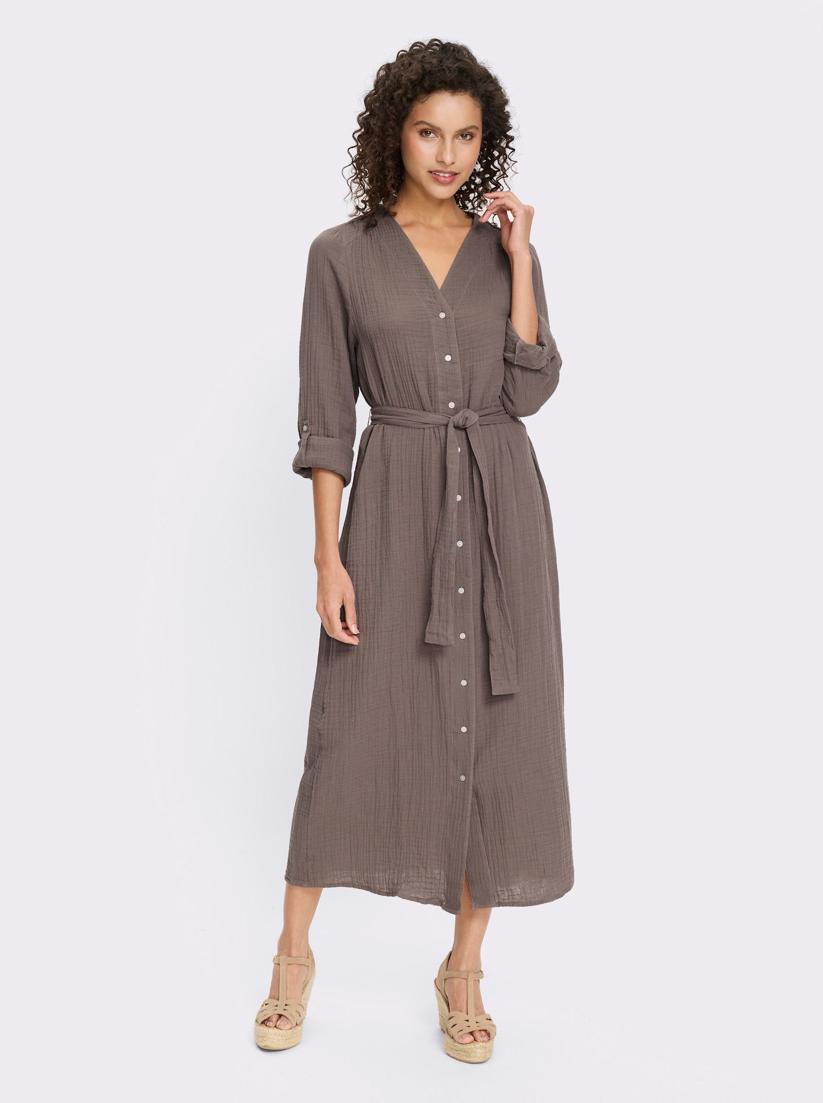 heine Baumwollkleid in Musselin-Qualität - dunkeltaupe