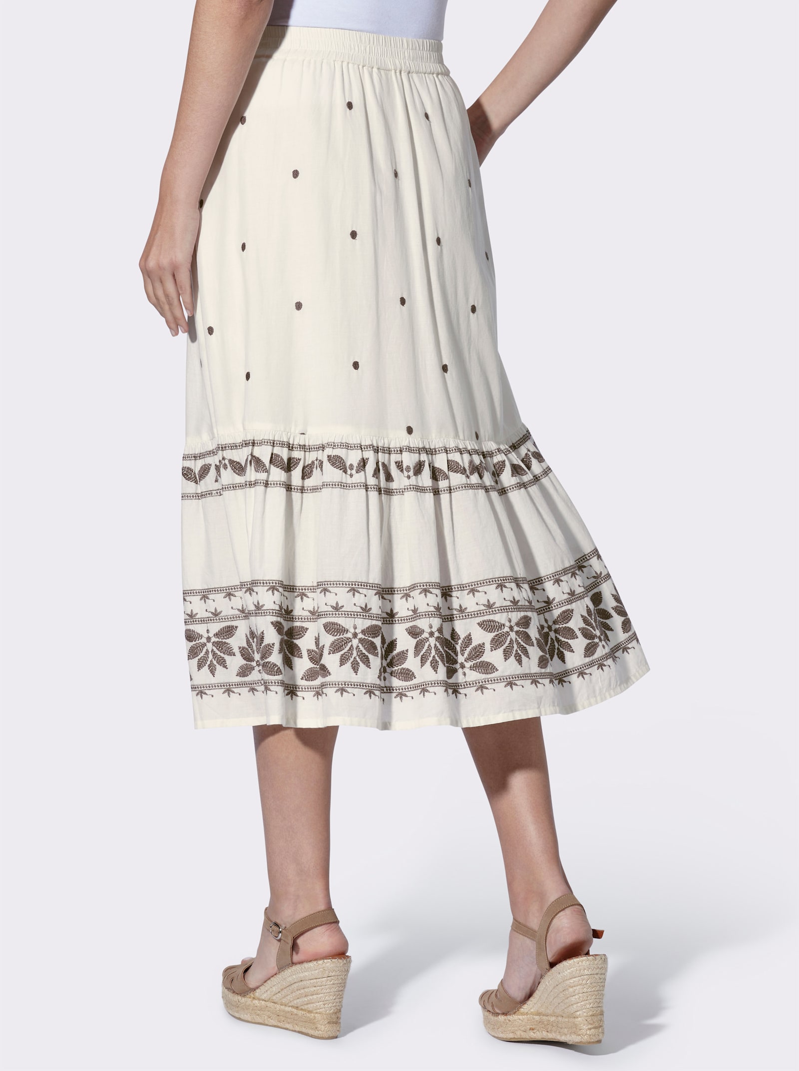 heine Maxirock mit Stickerei - champagner-dunkeltaupe-gemustert
