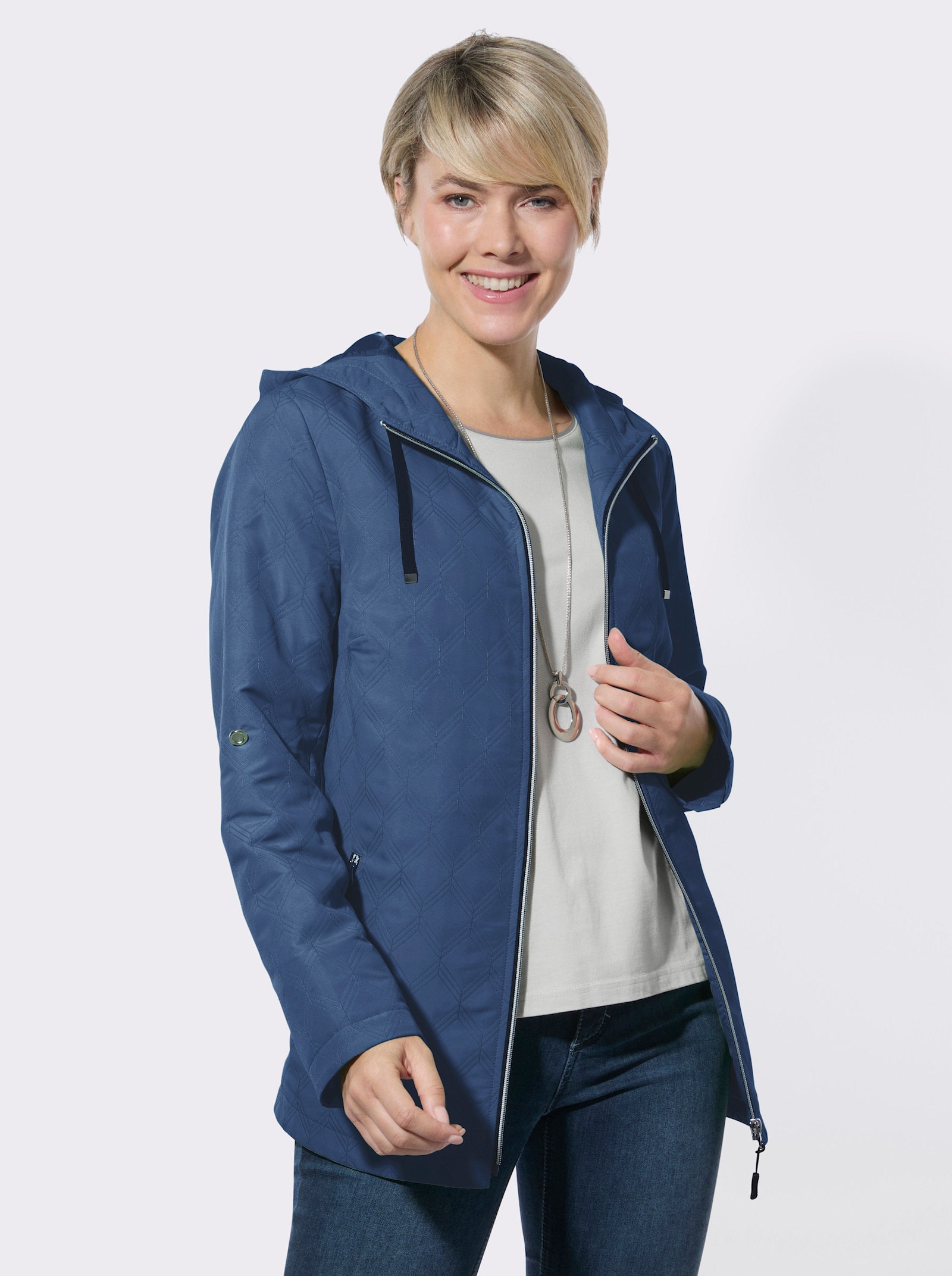 Steppjacke mit Krempelfunktion - jeansblau