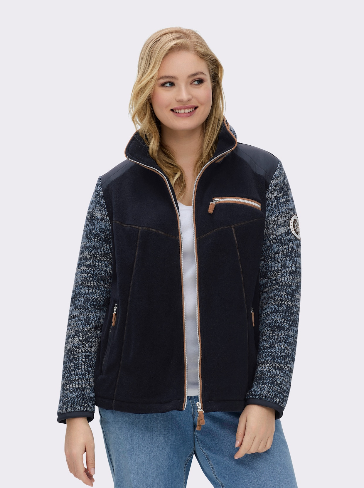 Fleecejacke - marine-meliert