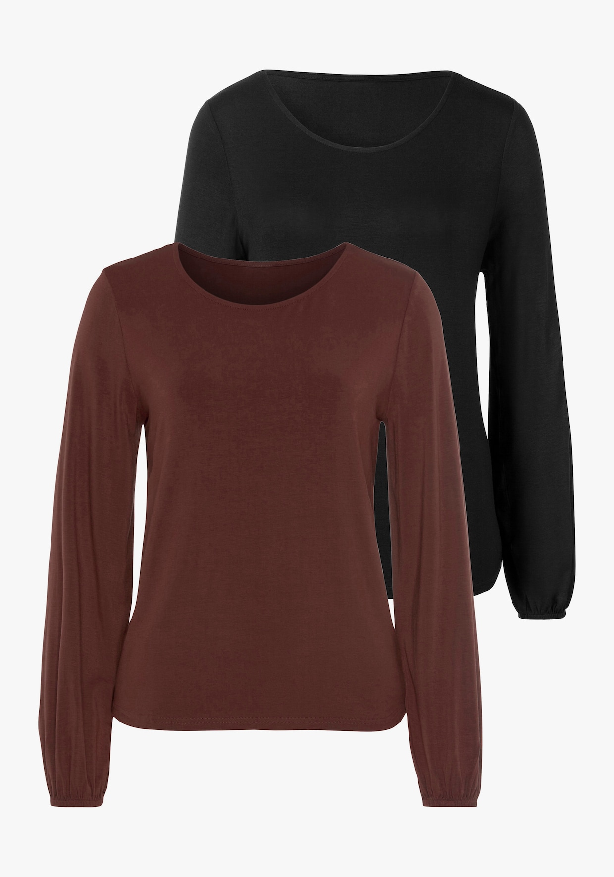 LASCANA T-shirt manches longues - marron, noir