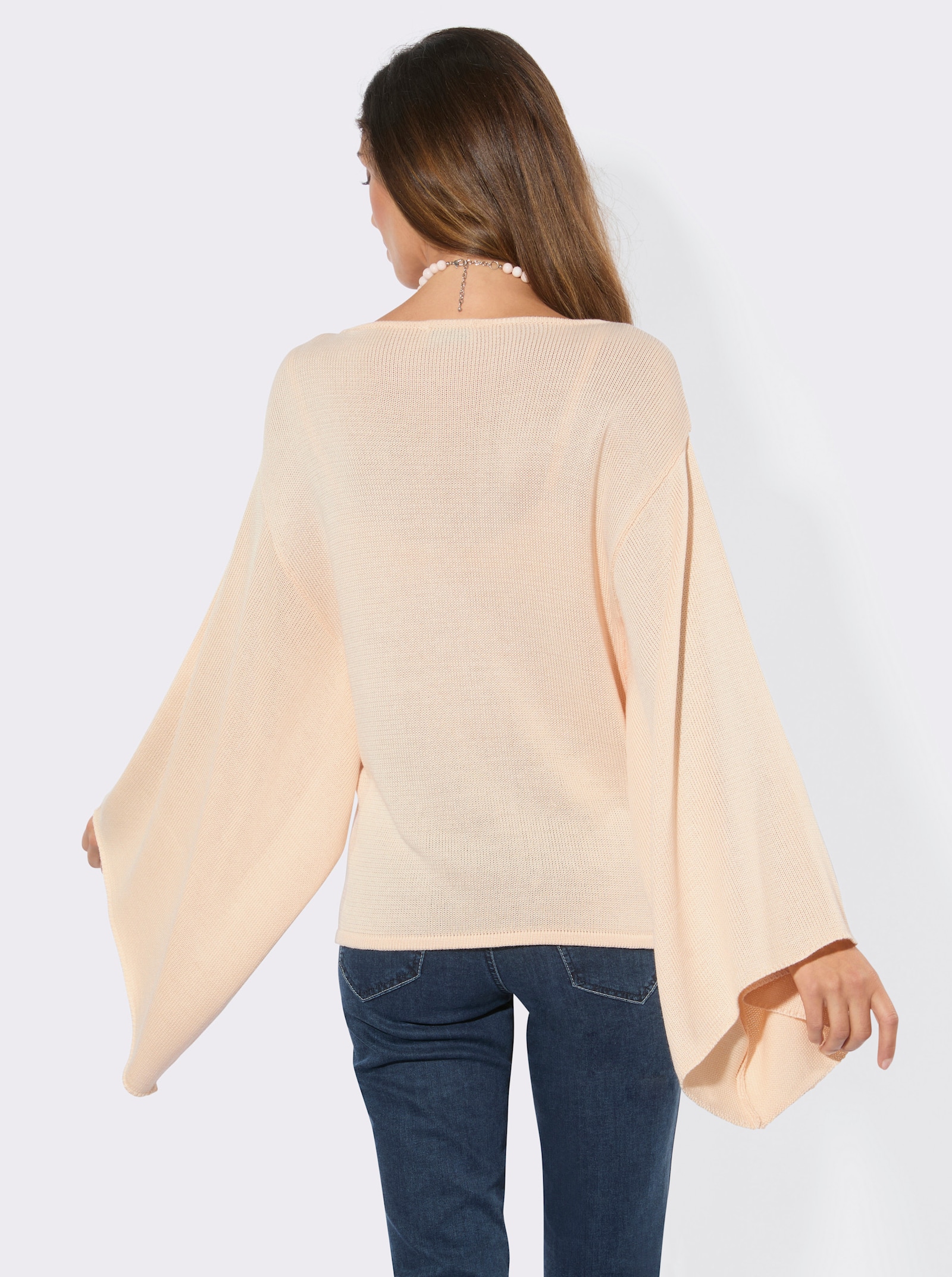 Feinstrickpullover mit weiten Ärmeln - elfenbein