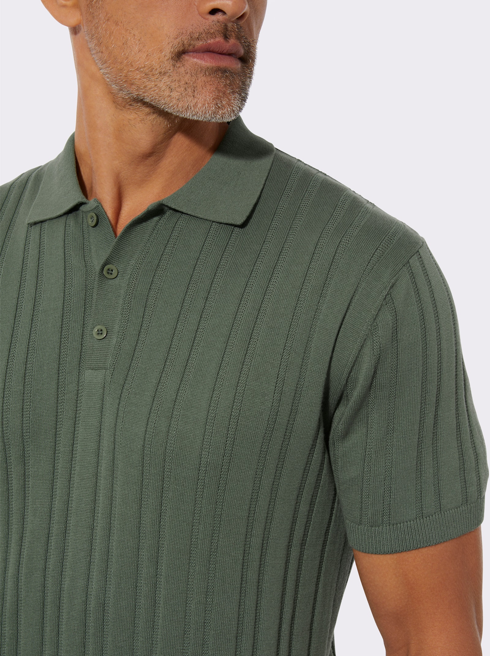 Kurzarmpullover mit 3D-Struktur - moos