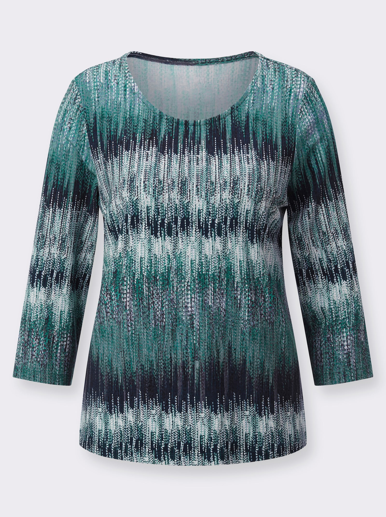 Rundhalsshirt mit 3/4-Ärmeln - marine-apfel-bedruckt