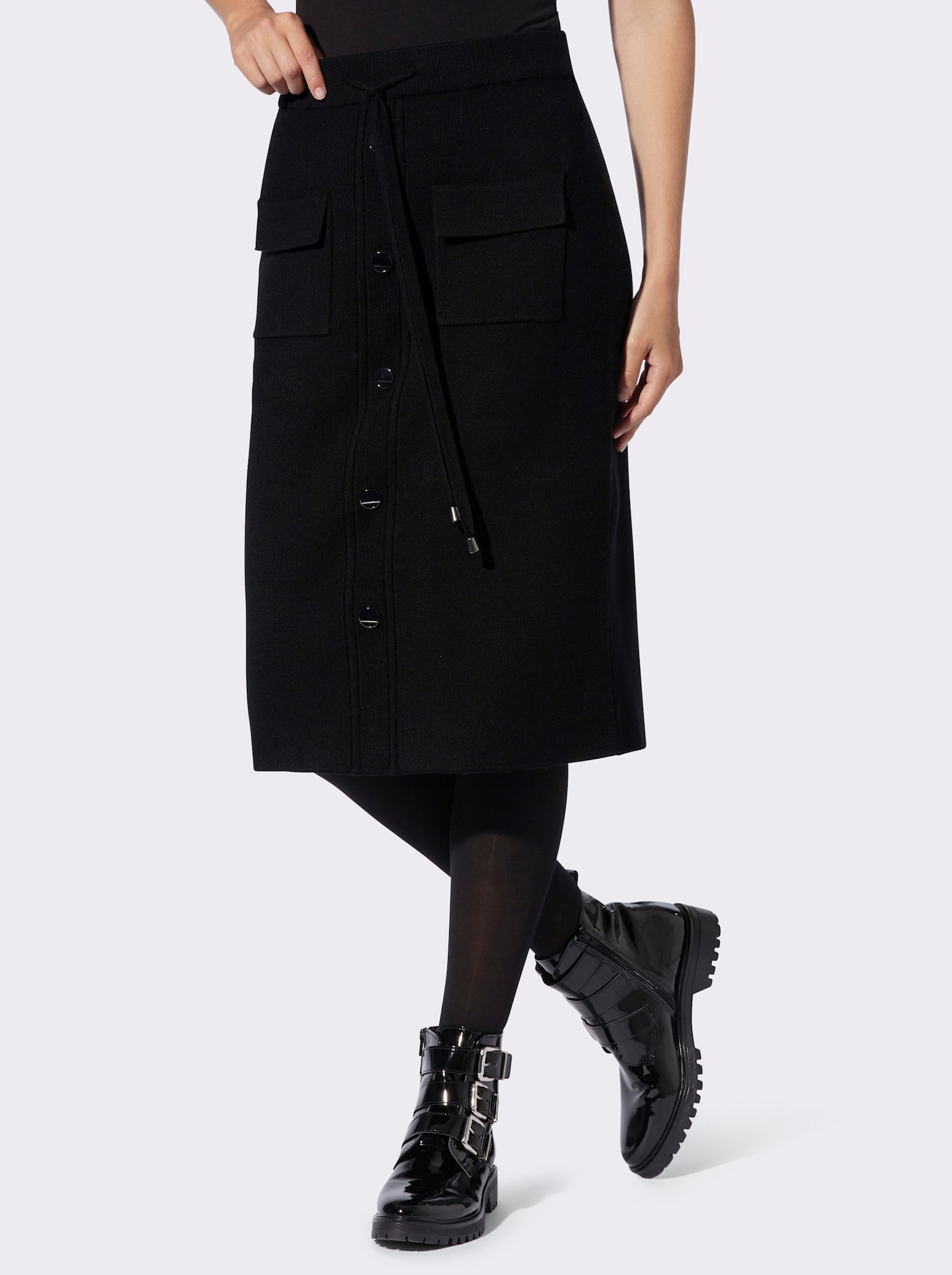 heine Strickrock mit Zierknöpfen - schwarz