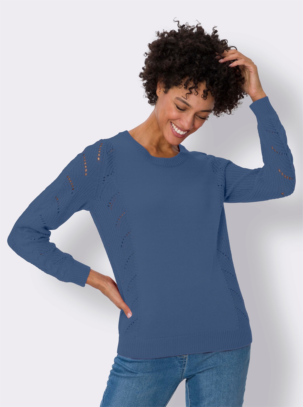 Pullover met lange mouwen - middenblauw