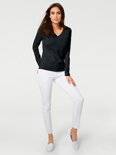 heine Pullover met V-hals - zwart