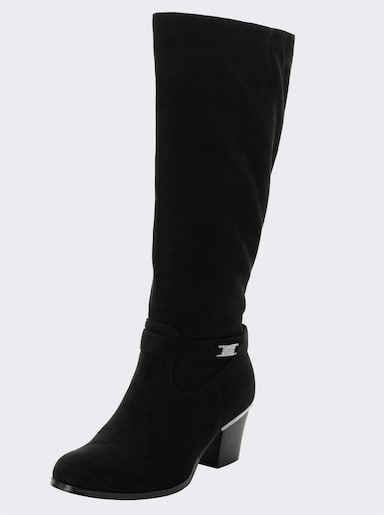 sheego Weitschaftstiefel in Wildleder-Optik - schwarz