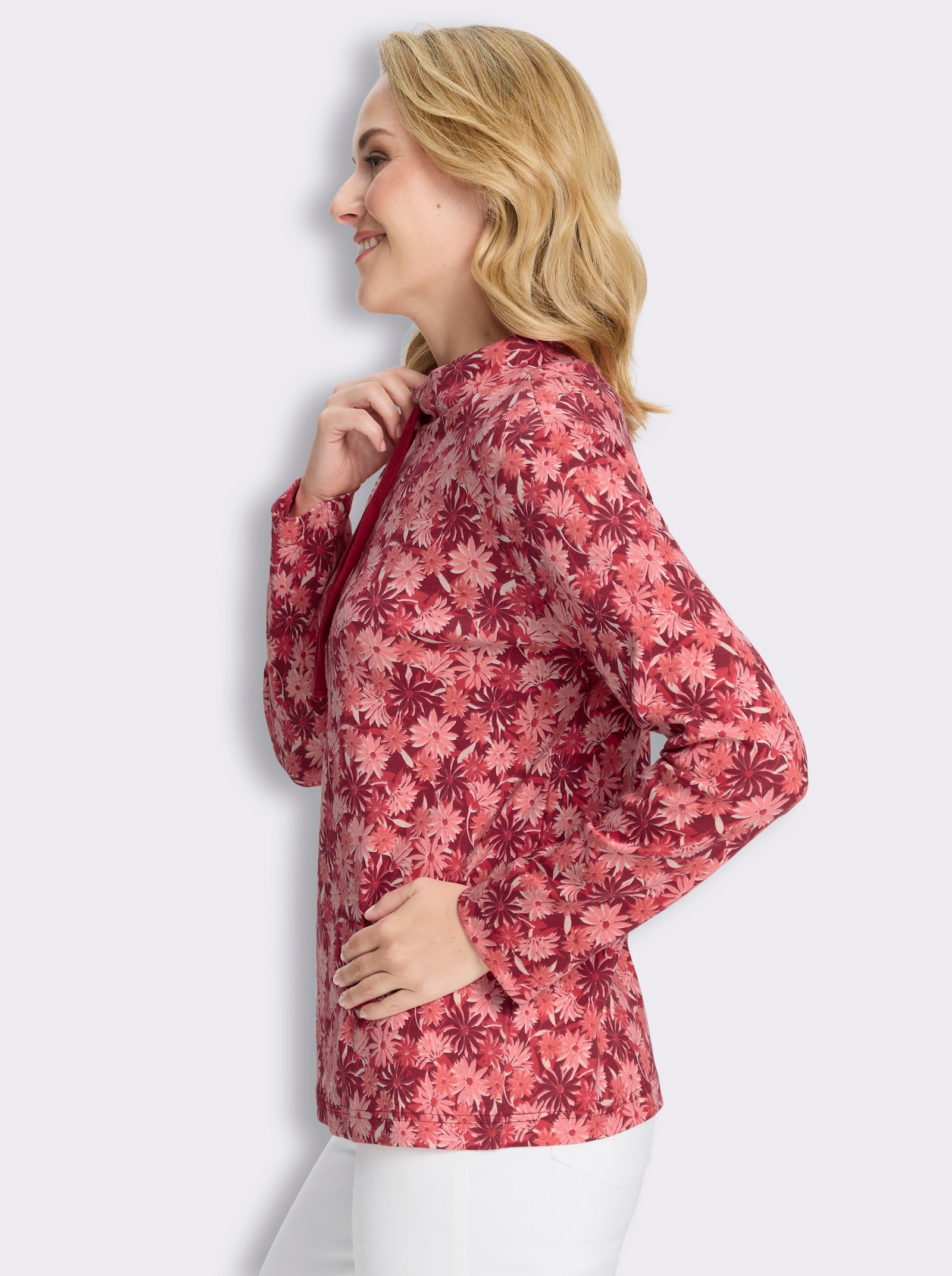 Sweatshirt im Blütenmuster - flamingo-kirsche-bedruckt